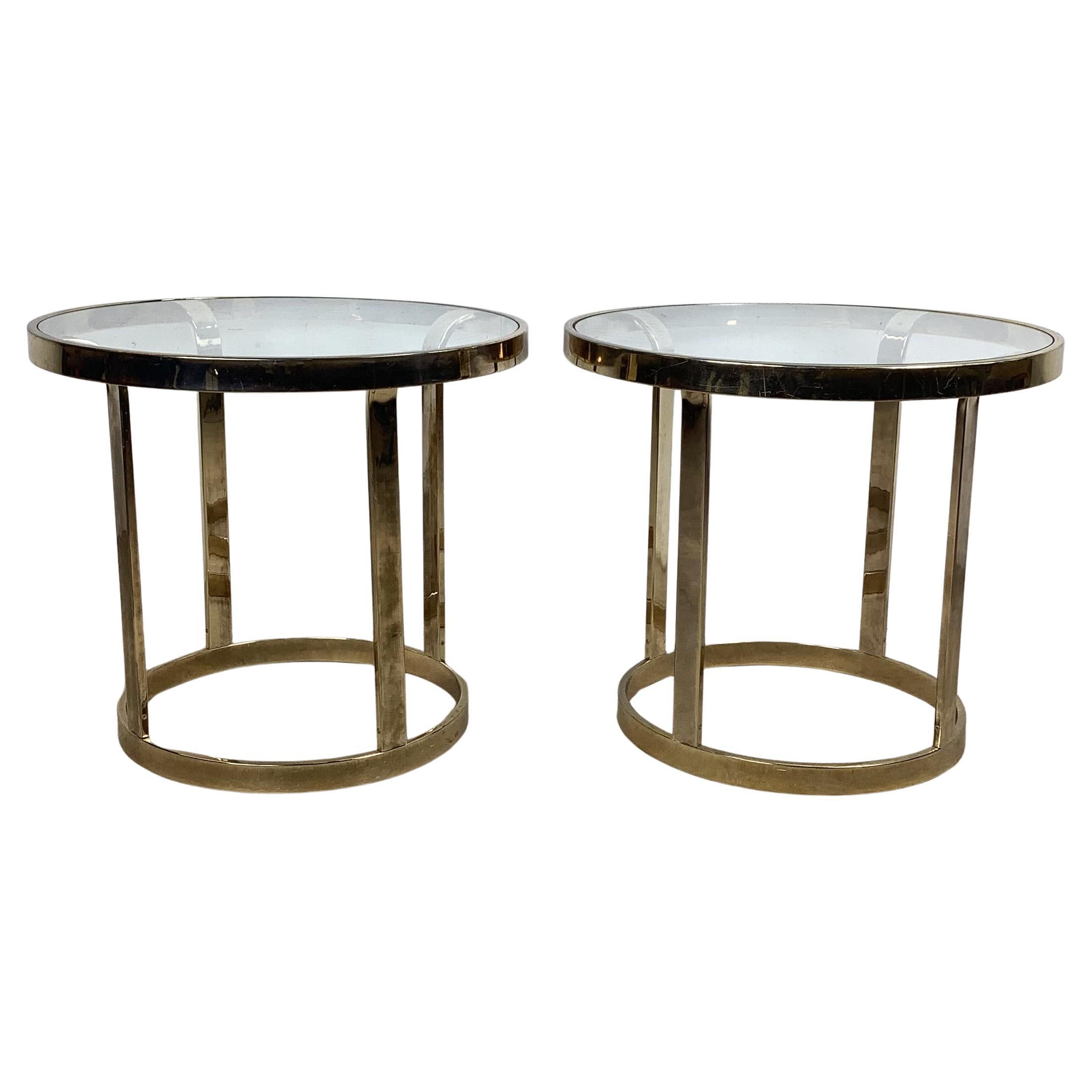 Pair of Late 20th Century Brass and Glass Side Tables For Sale