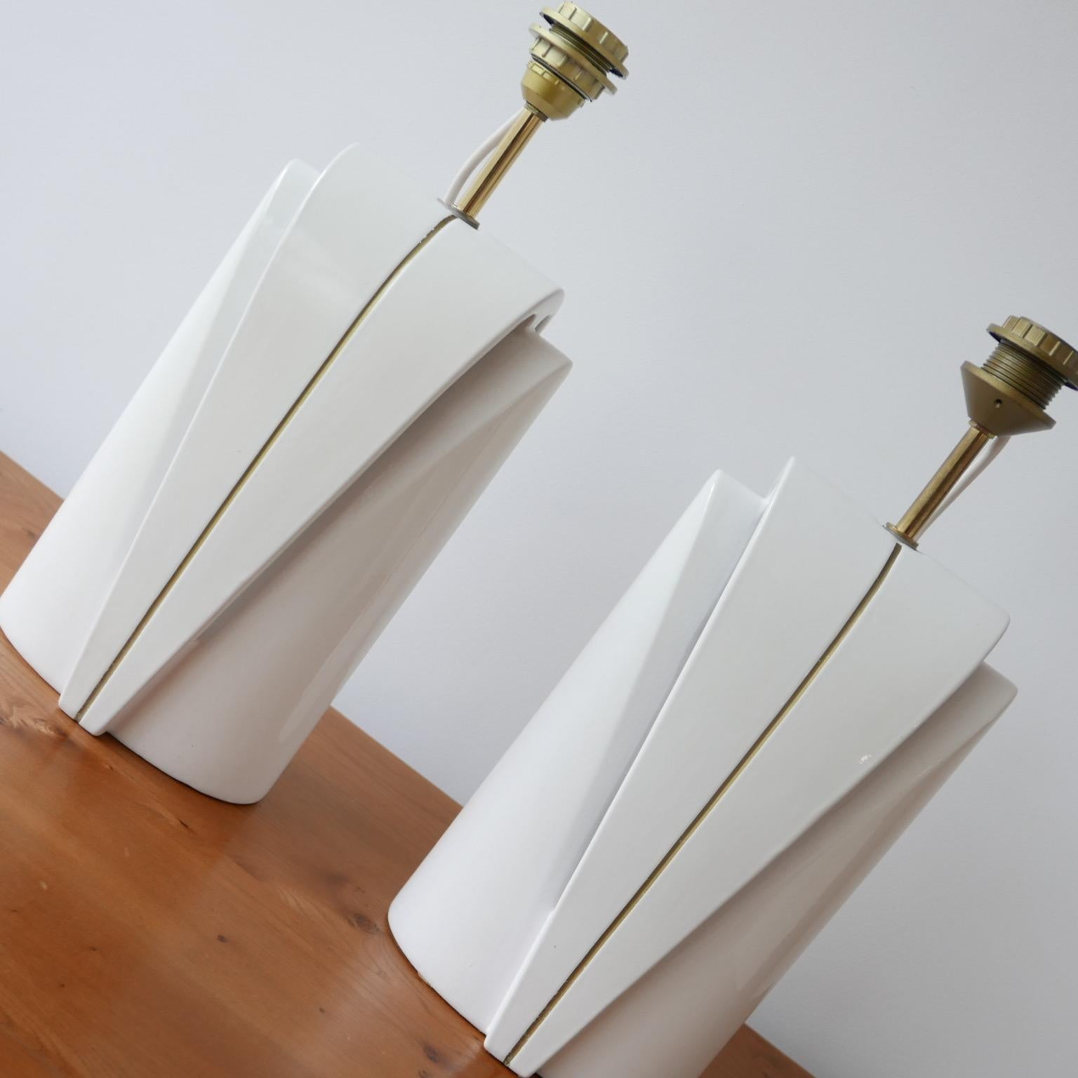 Belgian Pair of Late 20th Century Ceramic Double Bulb Table Lamps For Sale