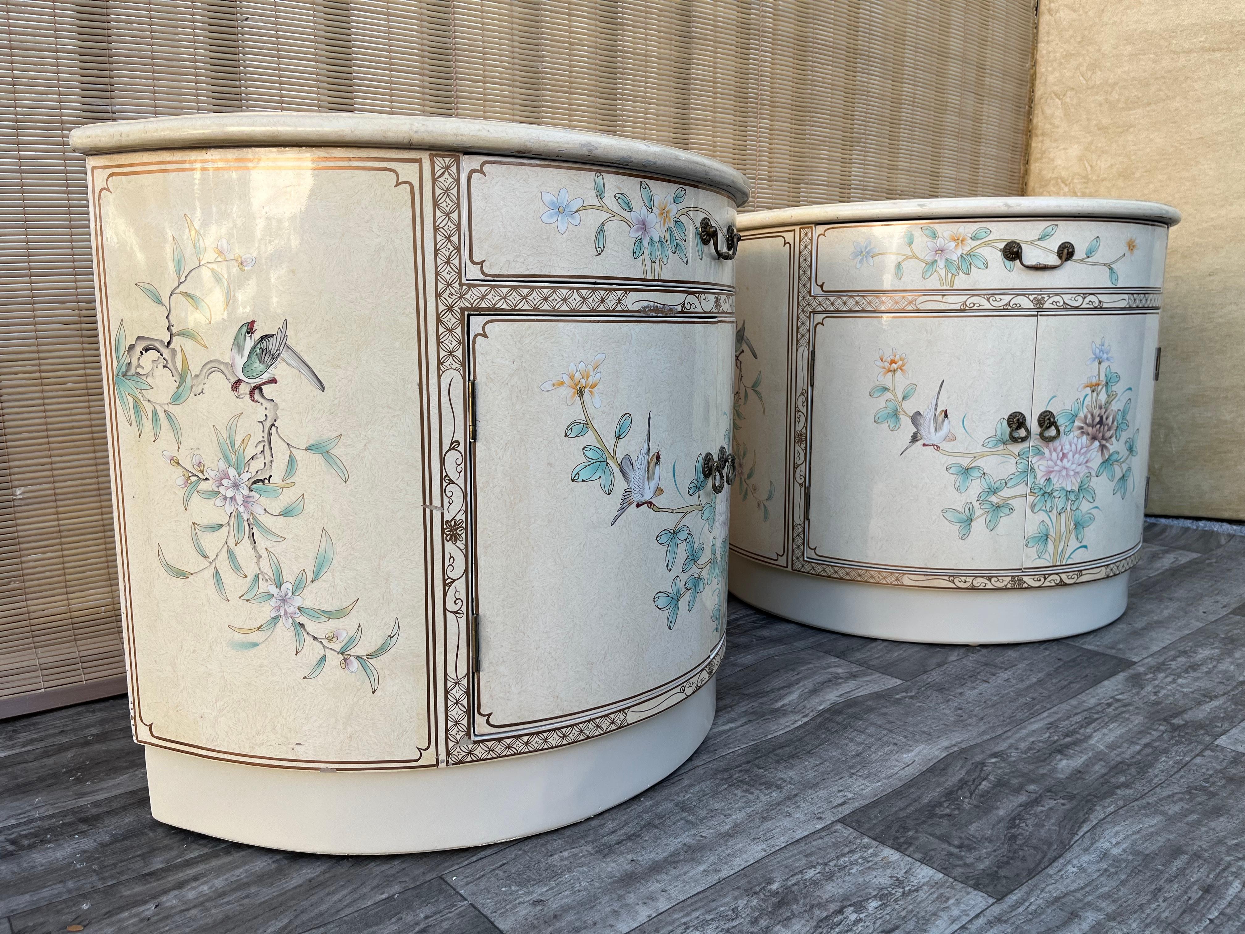 Pair of Late 20th Century Chinoiserie Lacquer Nightstands For Sale 10