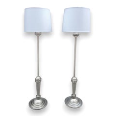 Pair of Late 20th Century Chrome Art Deco Floor Lamps by Woka Labs