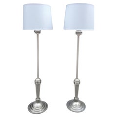 Paire de lampadaires Art déco chromés de la fin du 20e siècle par Woka Lamps