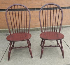 Pair of Late 20th Century Distressed Painted Windsor Side Chairs