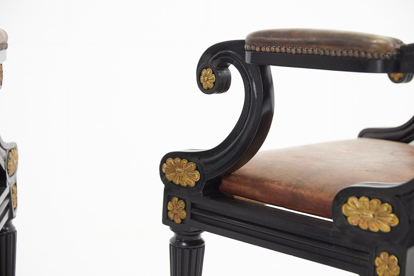 Pair of Late 20th Century Ebonized Regency Style In Good Condition In Gloucestershire, GB