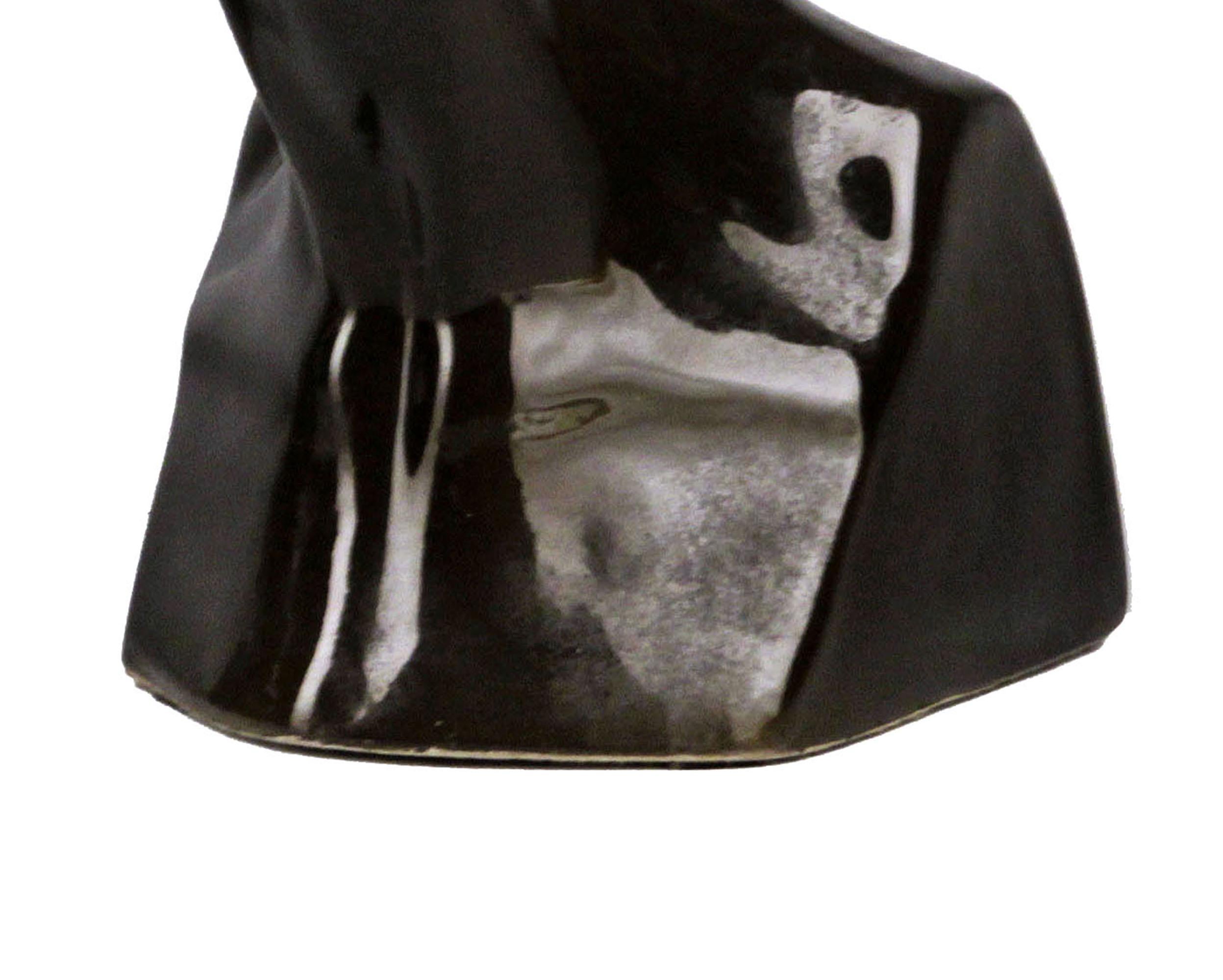 Pair of Late 20th Century French Enameled Glazed Black Ceramic Women Busts/Heads For Sale 1