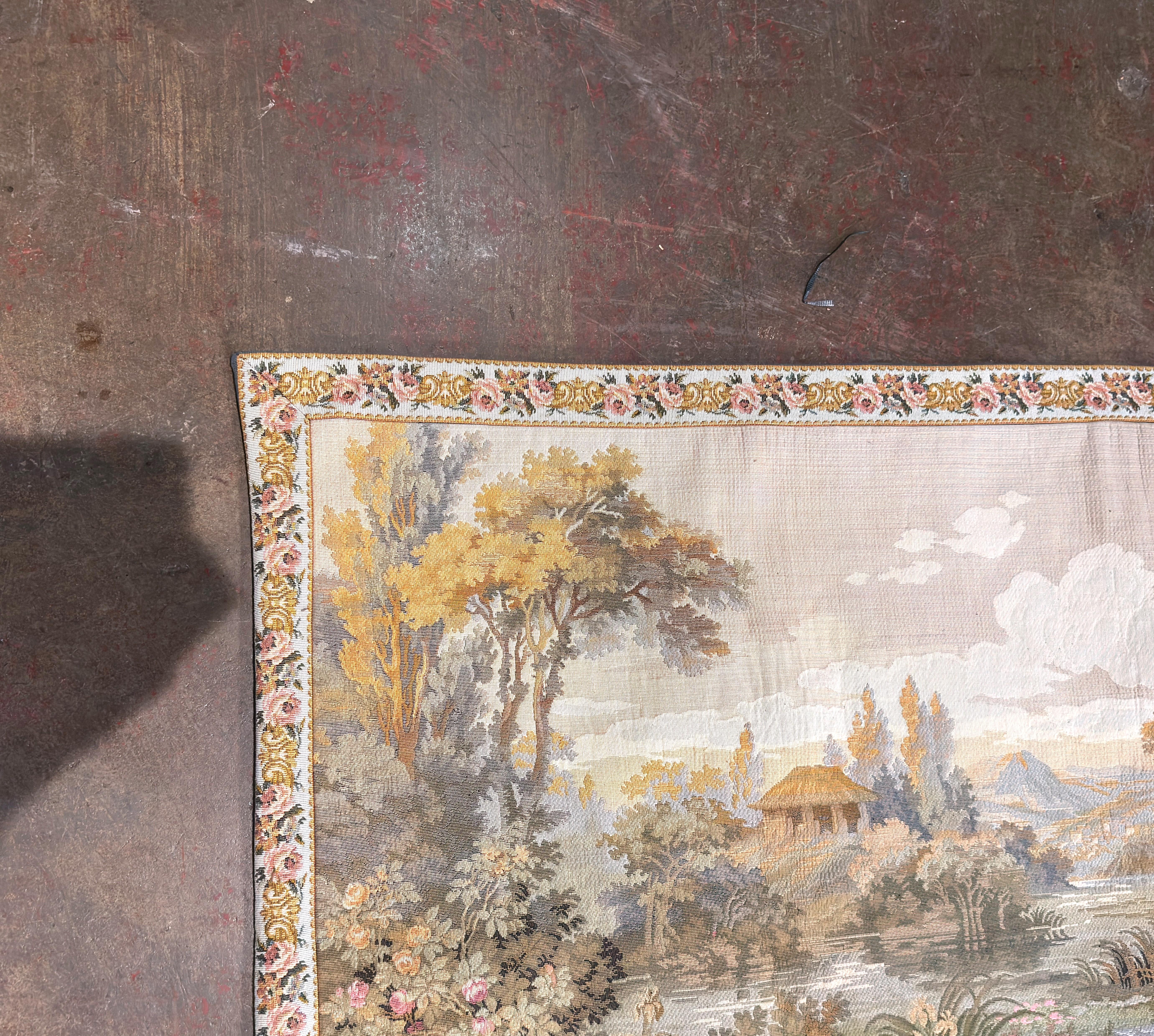 Pair of late 20th Century French Gobelins-Style Verdure Tapestry Panels en vente 3
