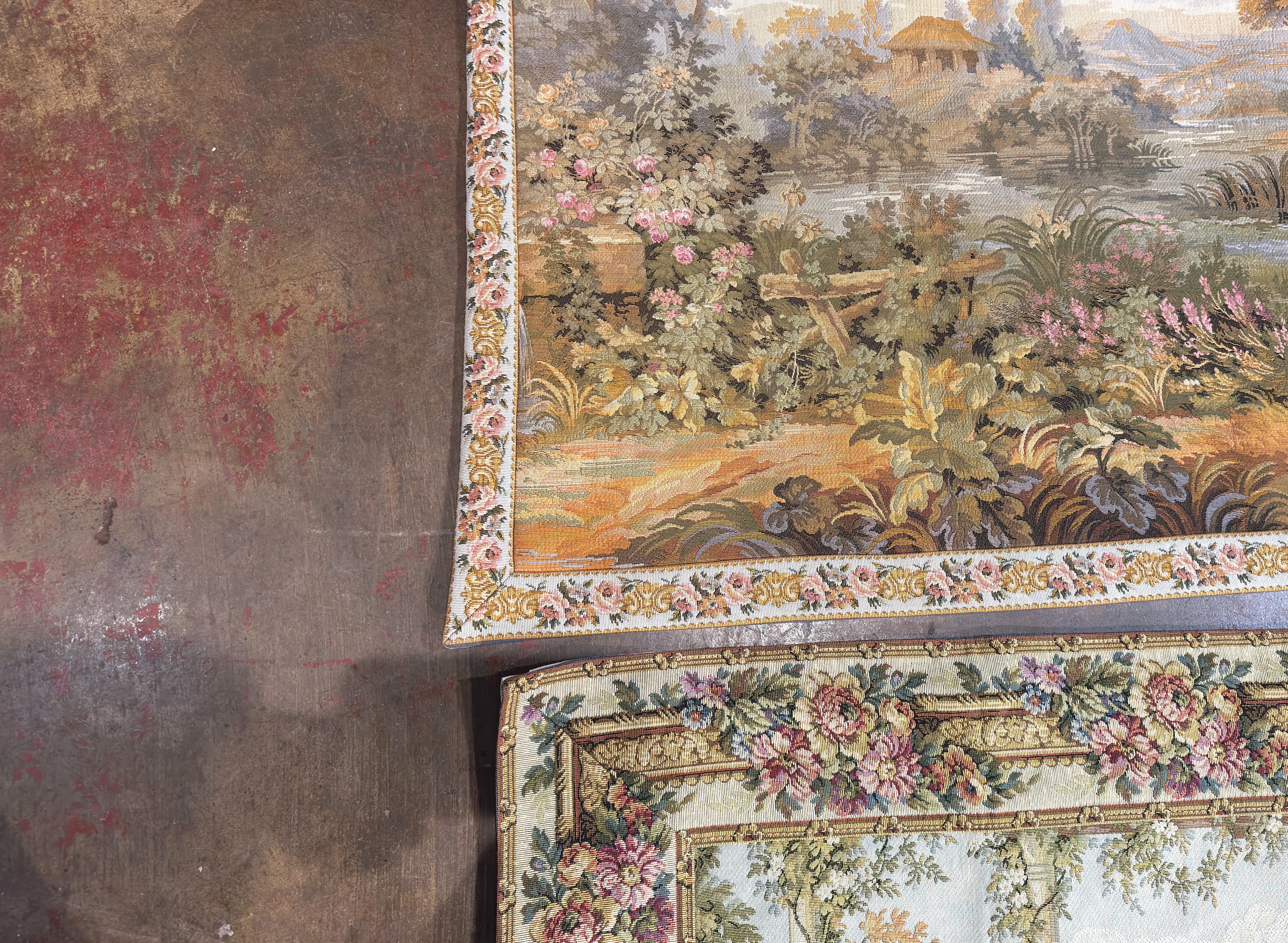 Pair of late 20th Century French Gobelins-Style Verdure Tapestry Panels en vente 6