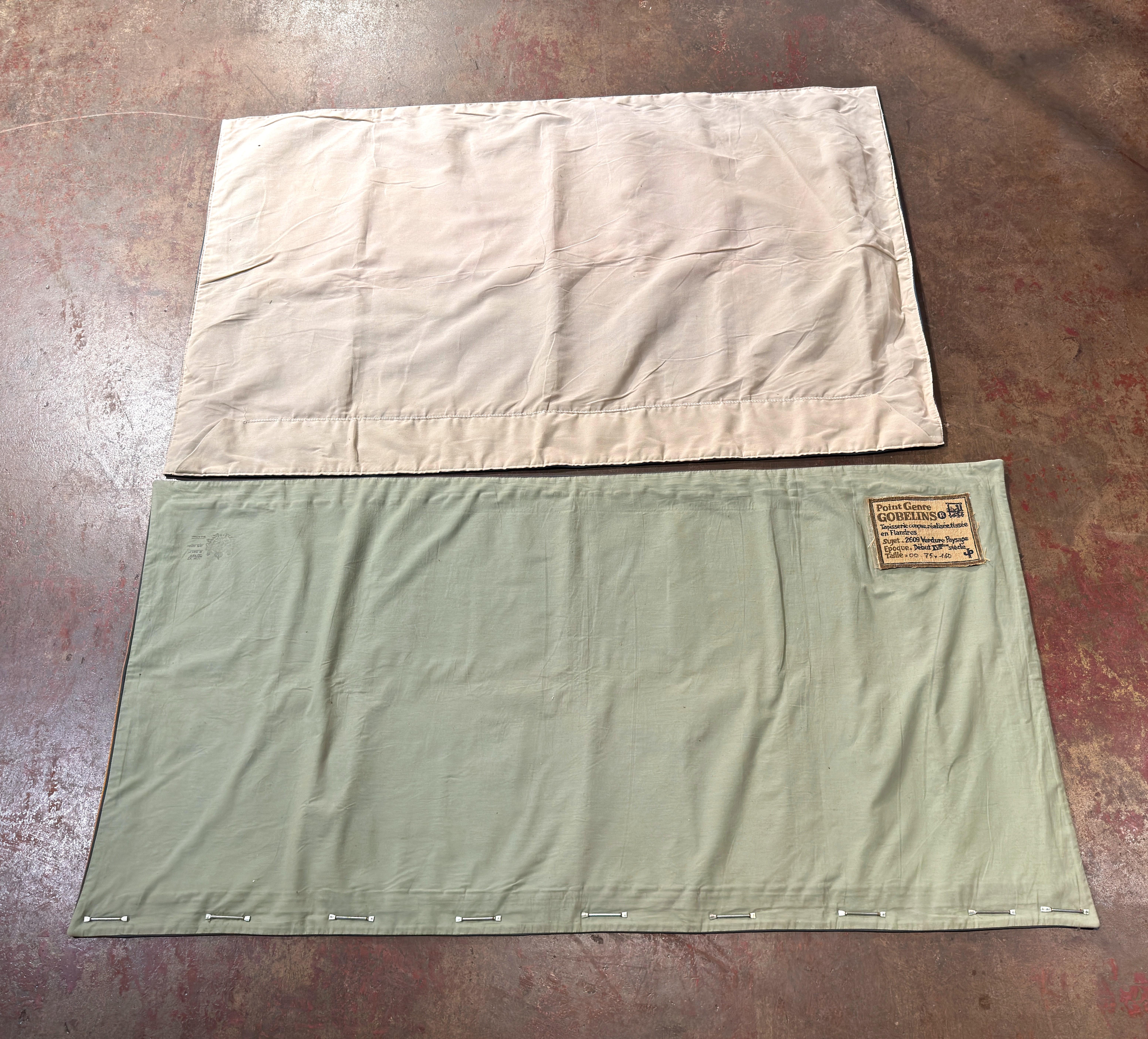 Pair of late 20th Century French Gobelins-Style Verdure Tapestry Panels en vente 9