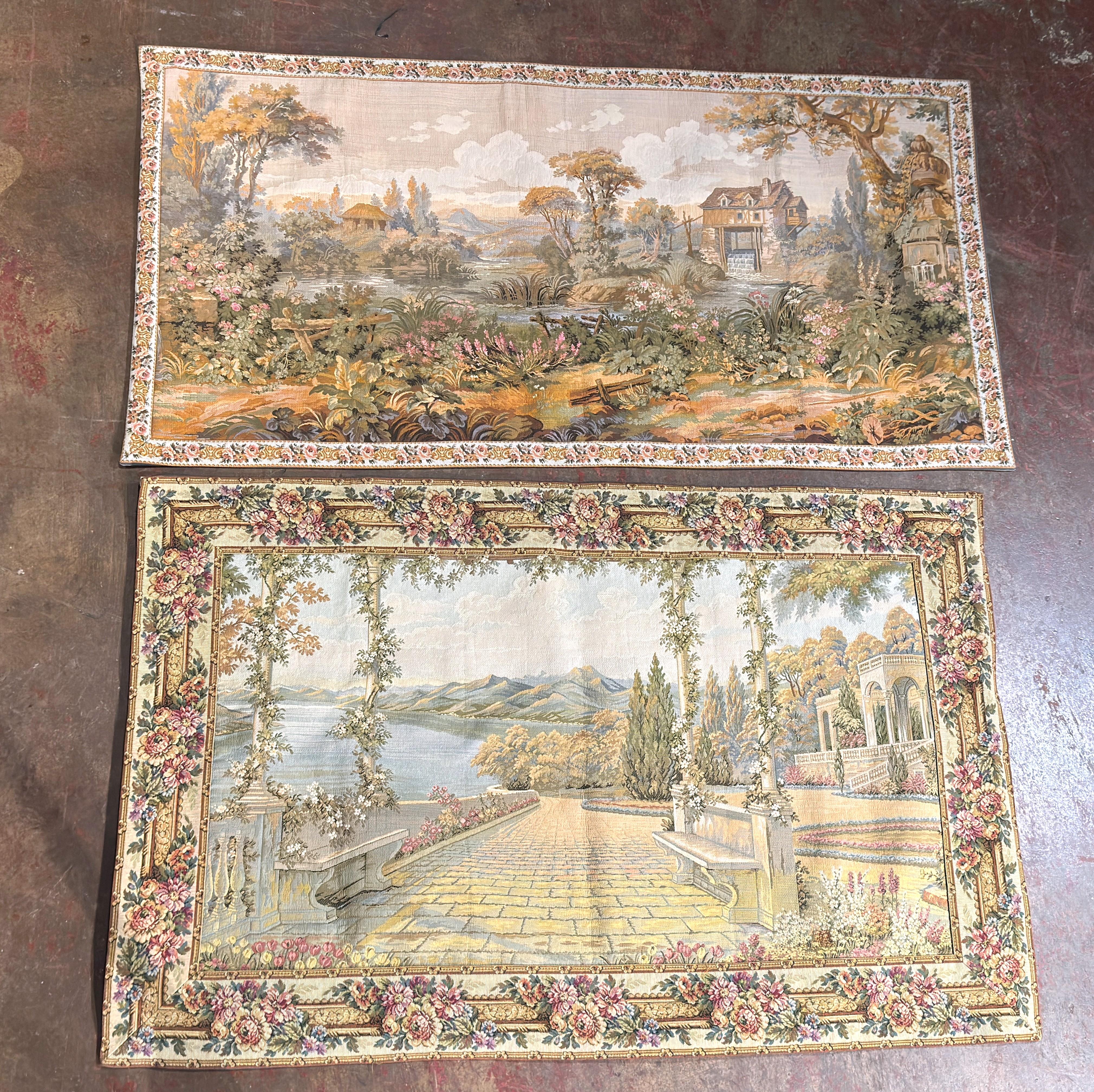 Pair of late 20th Century French Gobelins-Style Verdure Tapestry Panels en vente 1