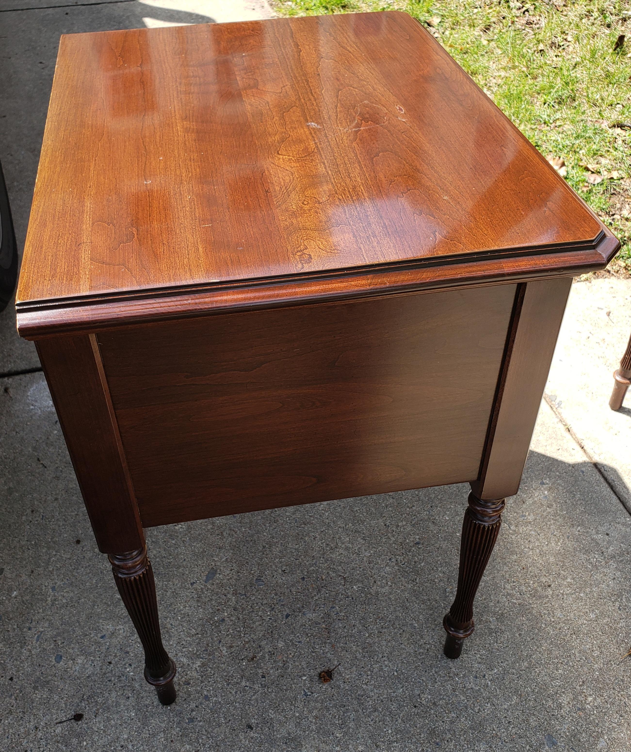 Pair of Late 20th Century Georgian Style Two-Drawer Solid Cherry Side Tables 3