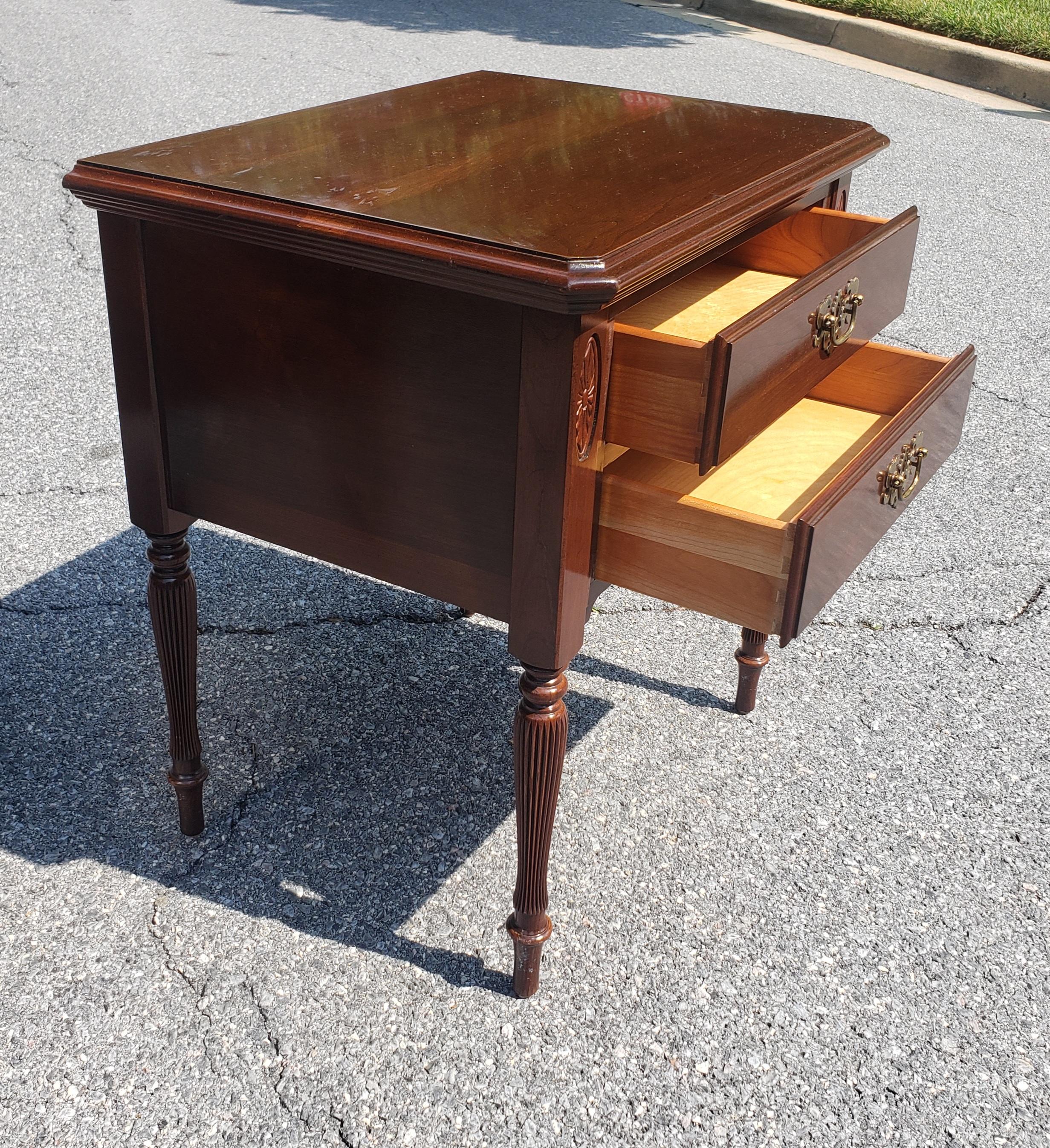 Pair of Late 20th Century Georgian Style Two-Drawer Solid Cherry Side Tables 7