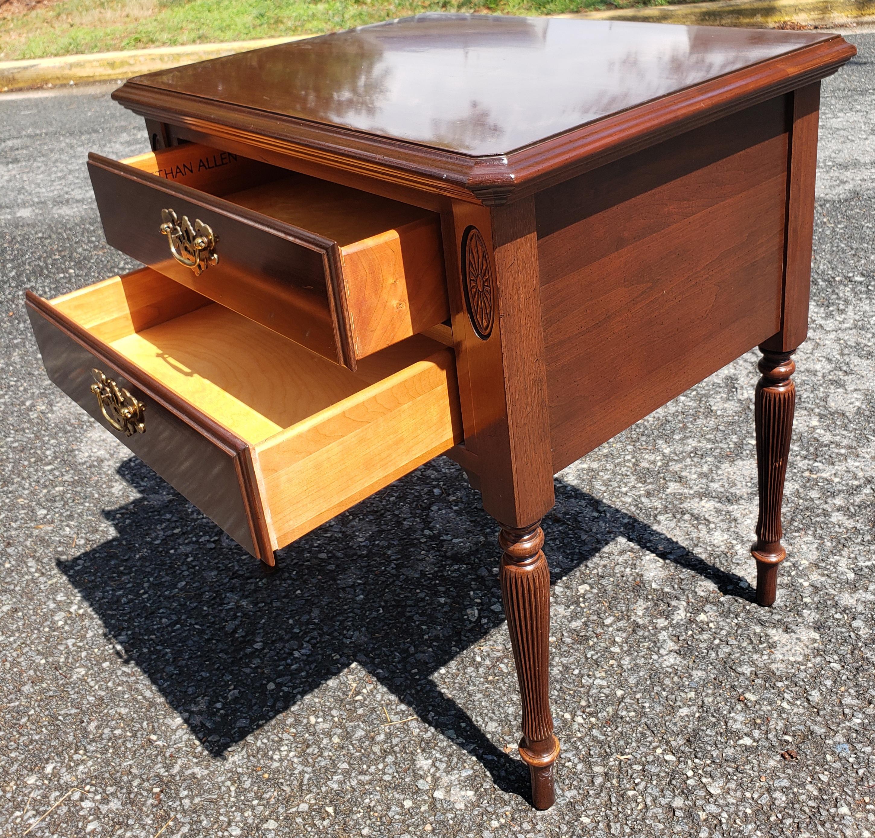 Stained Pair of Late 20th Century Georgian Style Two-Drawer Solid Cherry Side Tables