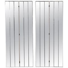 Pair of Late 20th Century Large Postmodern Beveled Mirrored Bifold Screens