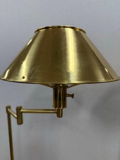 Pair of Late 20th Century Matching Brass Swing Arm Floor Lamps