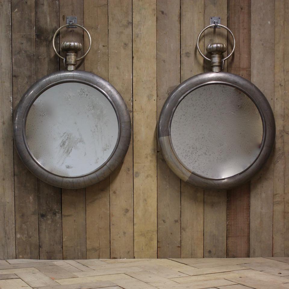 Pair of Late 20th Century Pewter Covered Mirrors from a Loewe Store 7