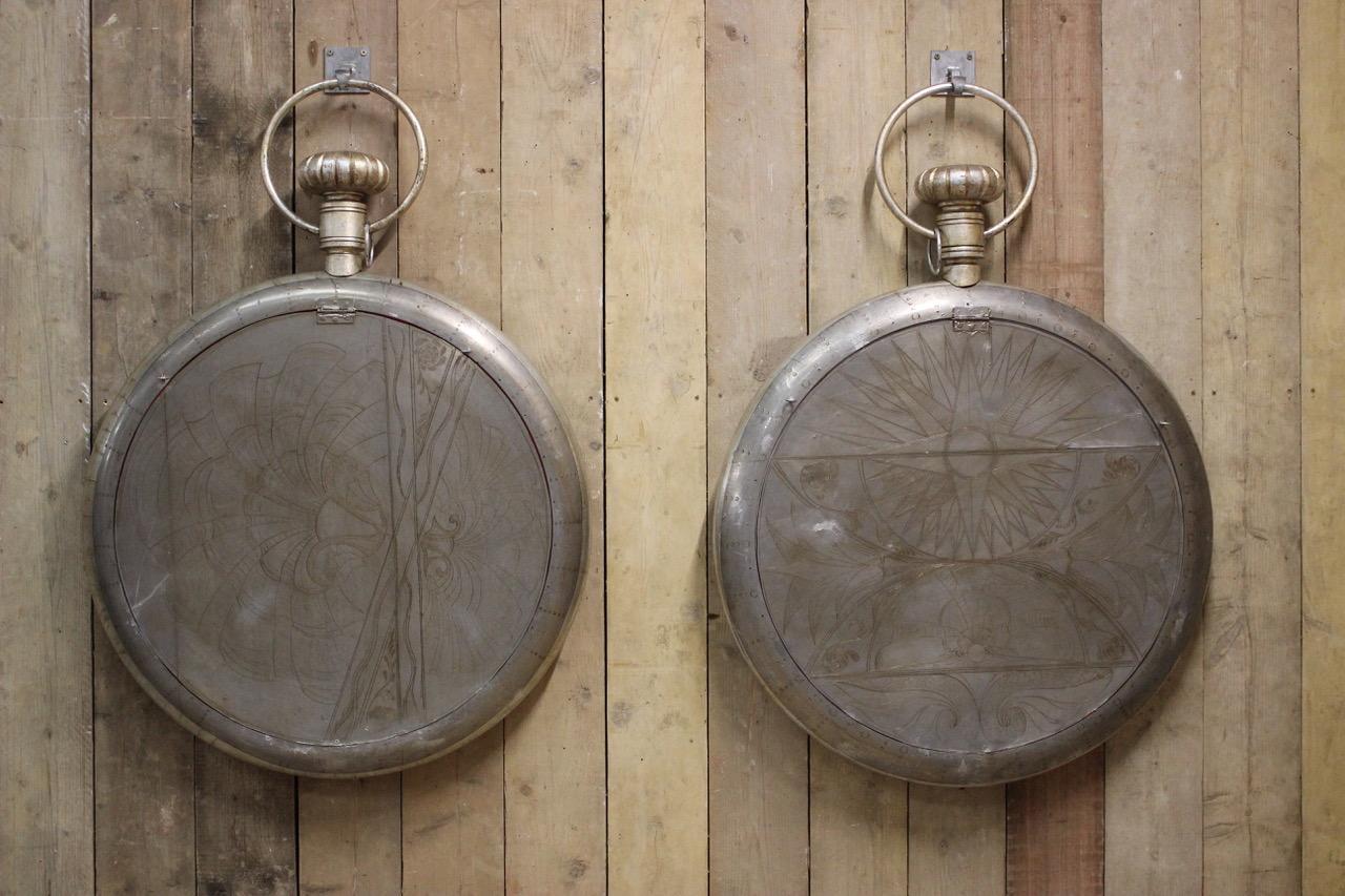 Pair of Late 20th Century Pewter Covered Mirrors from a Loewe Store In Good Condition In Gloucestershire, GB