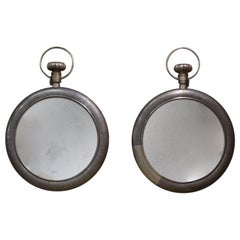 Pair of Late 20th Century Pewter Covered Mirrors from a Loewe Store