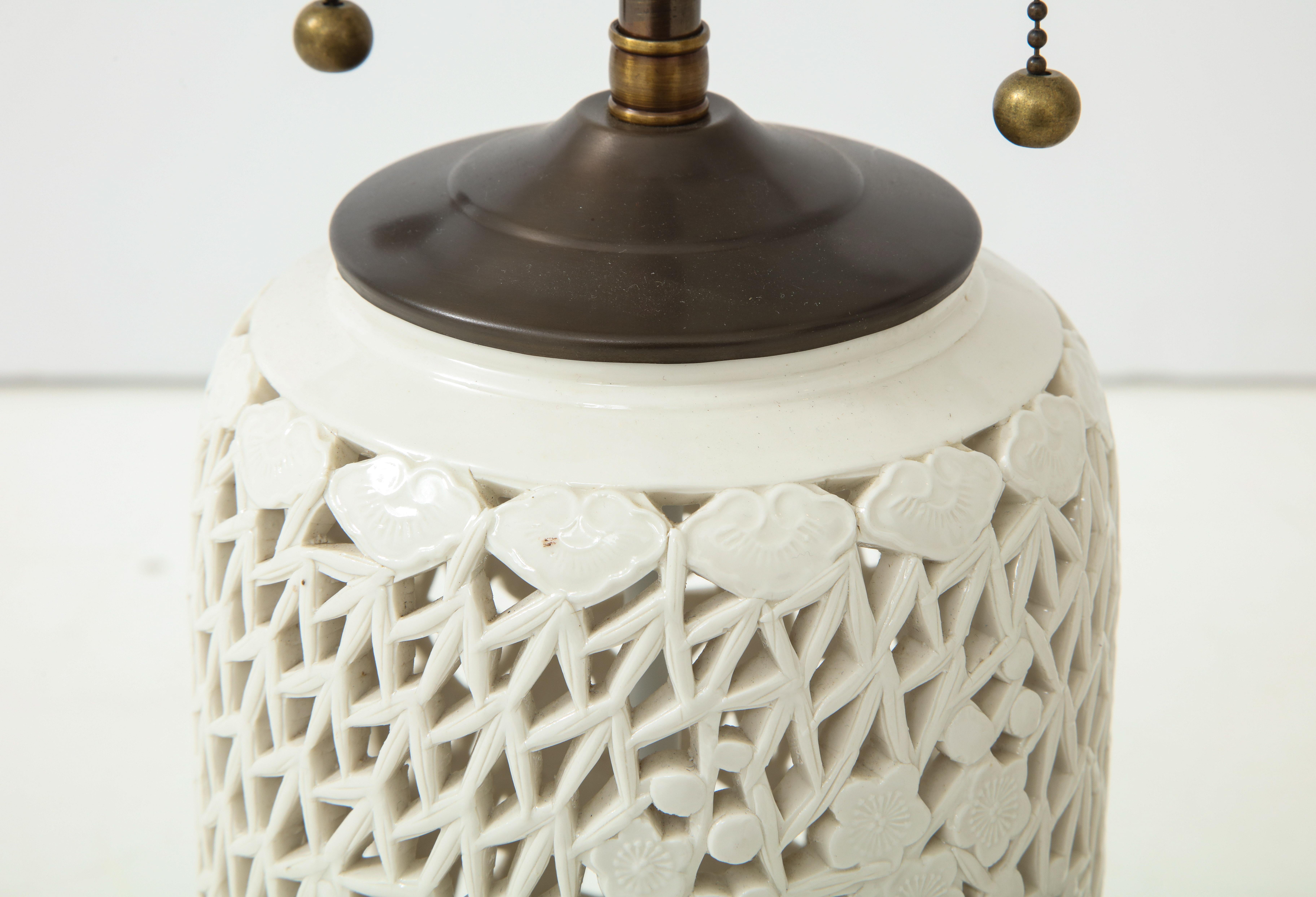 Pair of Late 20th Century Reticulated Lamps For Sale 2