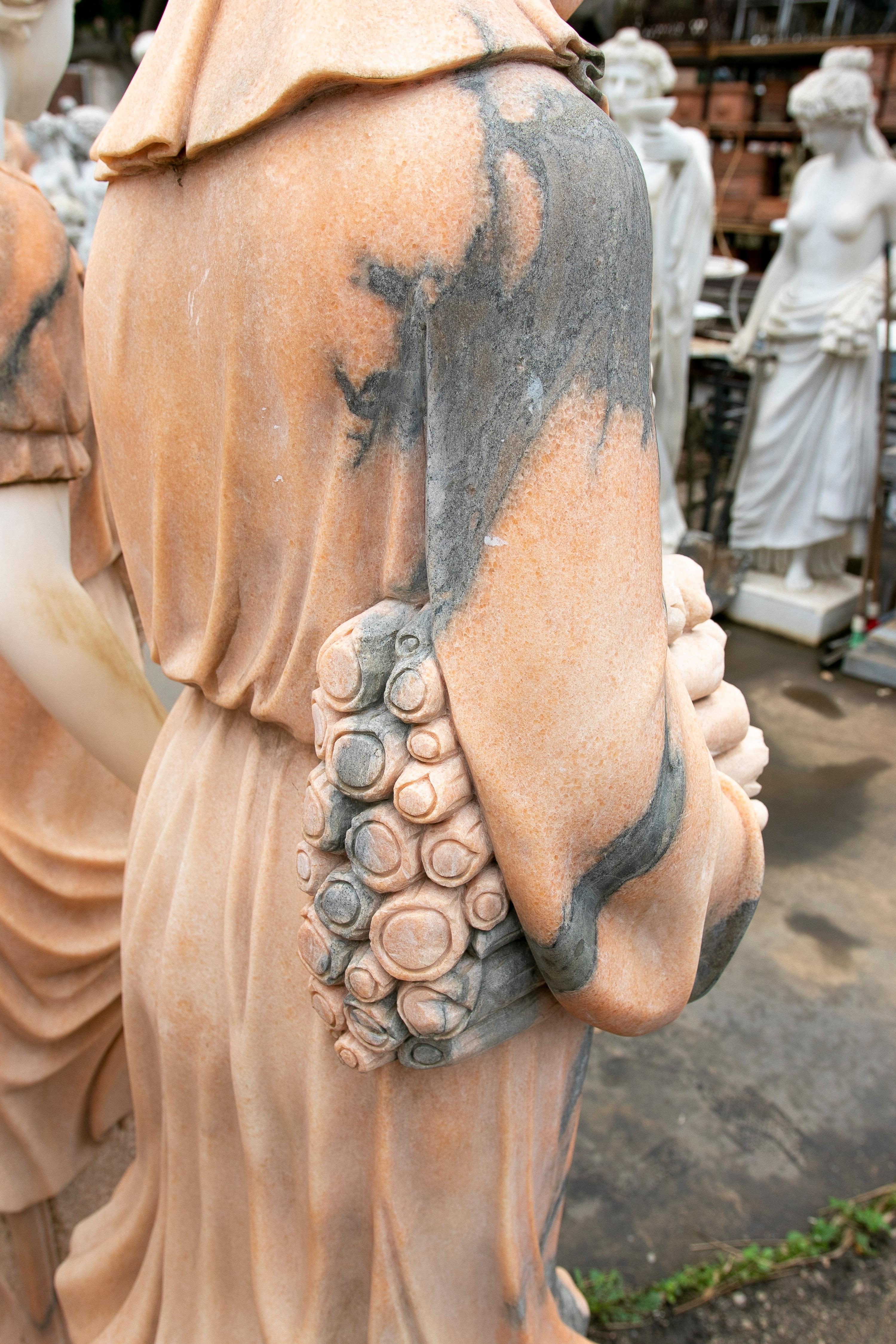 Pair of Late 20th Century Spanish Carrara White & Rosetta Pink Marble Sculptures in vendita 4