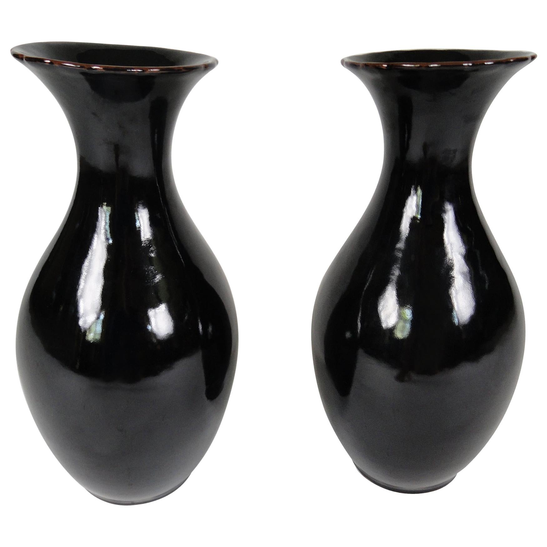 Pair of Late 20th Century Tete de Negre Vases For Sale