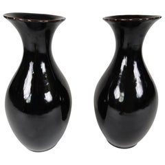 Pair of Late 20th Century Tete de Negre Vases