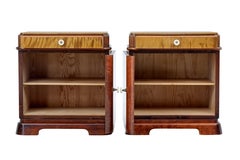 Pair of Late Art Deco Scandinavian Birch Bedside Cabinets