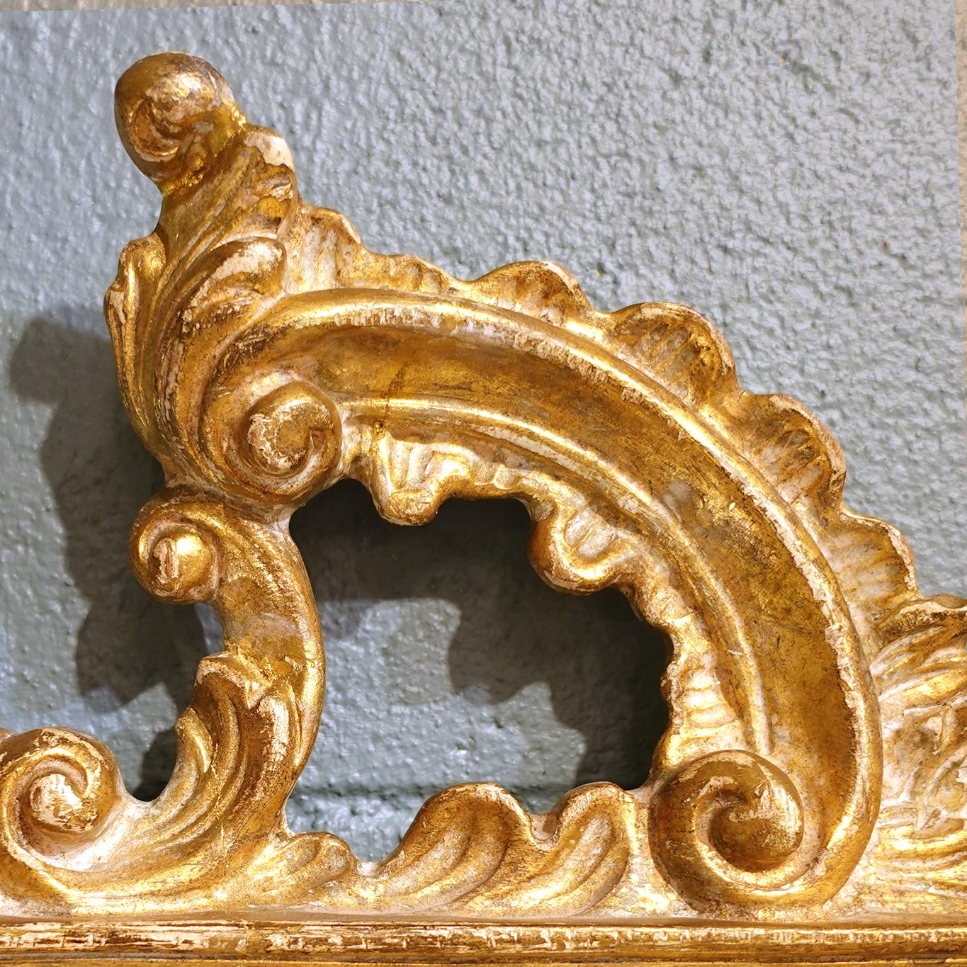 Pair of late Baroque Rococo Giltwood Mirrored Two-Candle Wall Sconces In Good Condition In Leesburg, VA