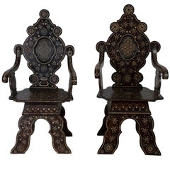 Pair of Late 19th Century Italian Inlaid Armchairs