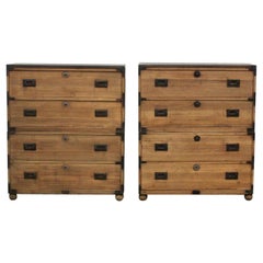 Pair of Late 19th Century Japanese Export Campaign Chest of Drawers