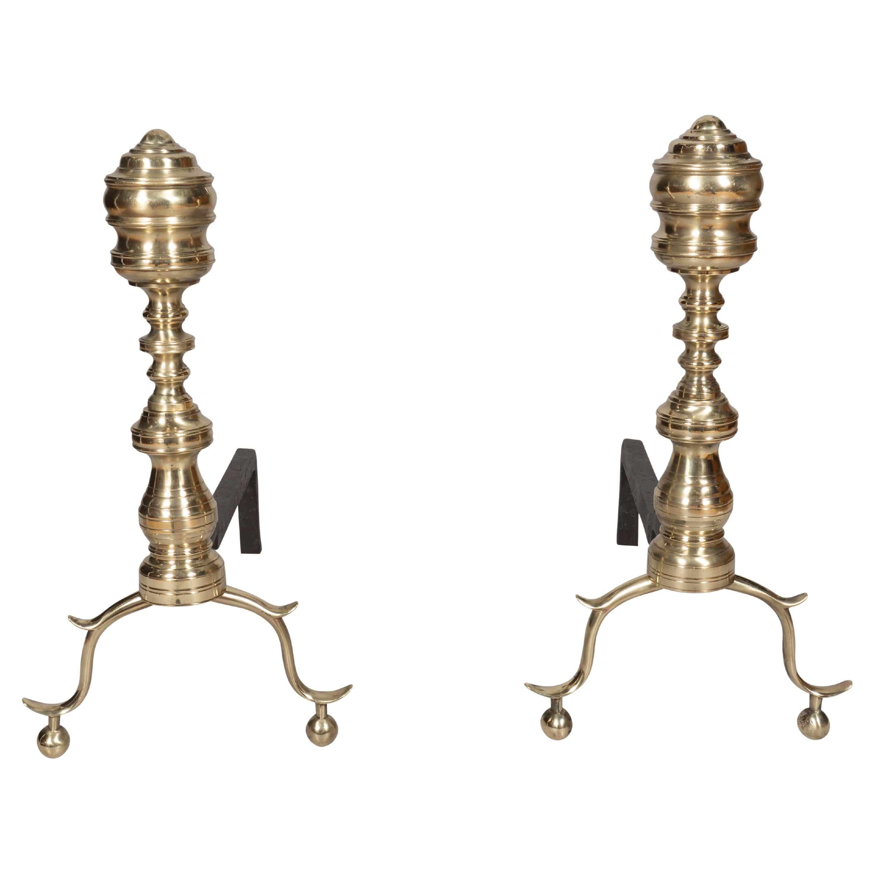 American Federal Period Brass Andirons at 1stDibs