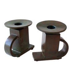 Pair of Late Functionalist Bronze Candlesticks – Sune Bäckström, Model 9040