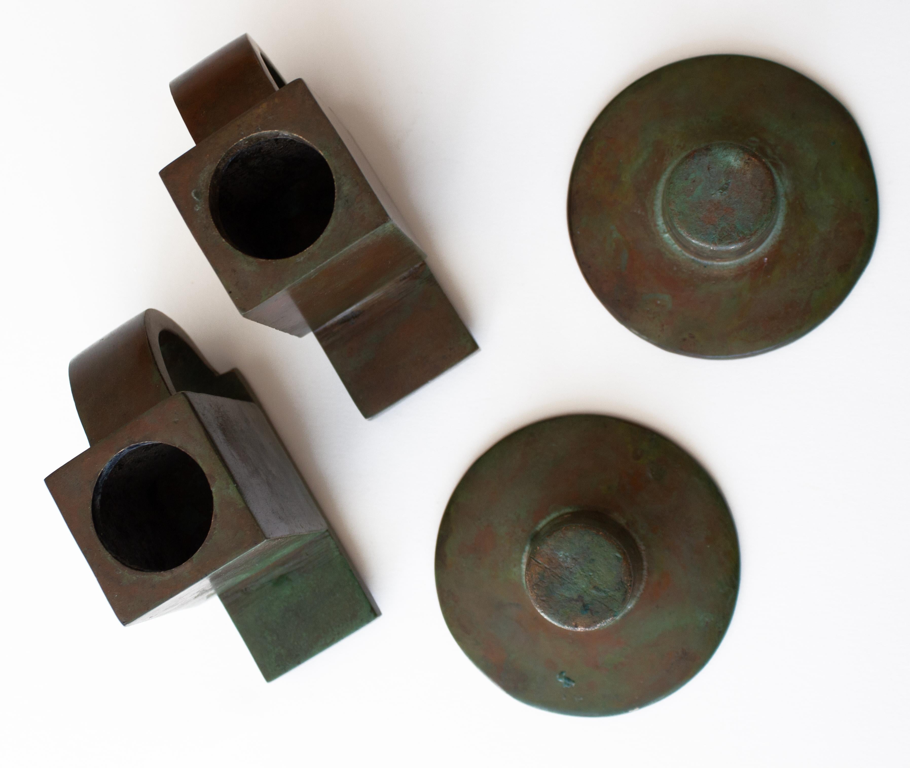 Pair of Late Functionalist Bronze Candlesticks – Sune Bäckström, Model 9040 For Sale 3