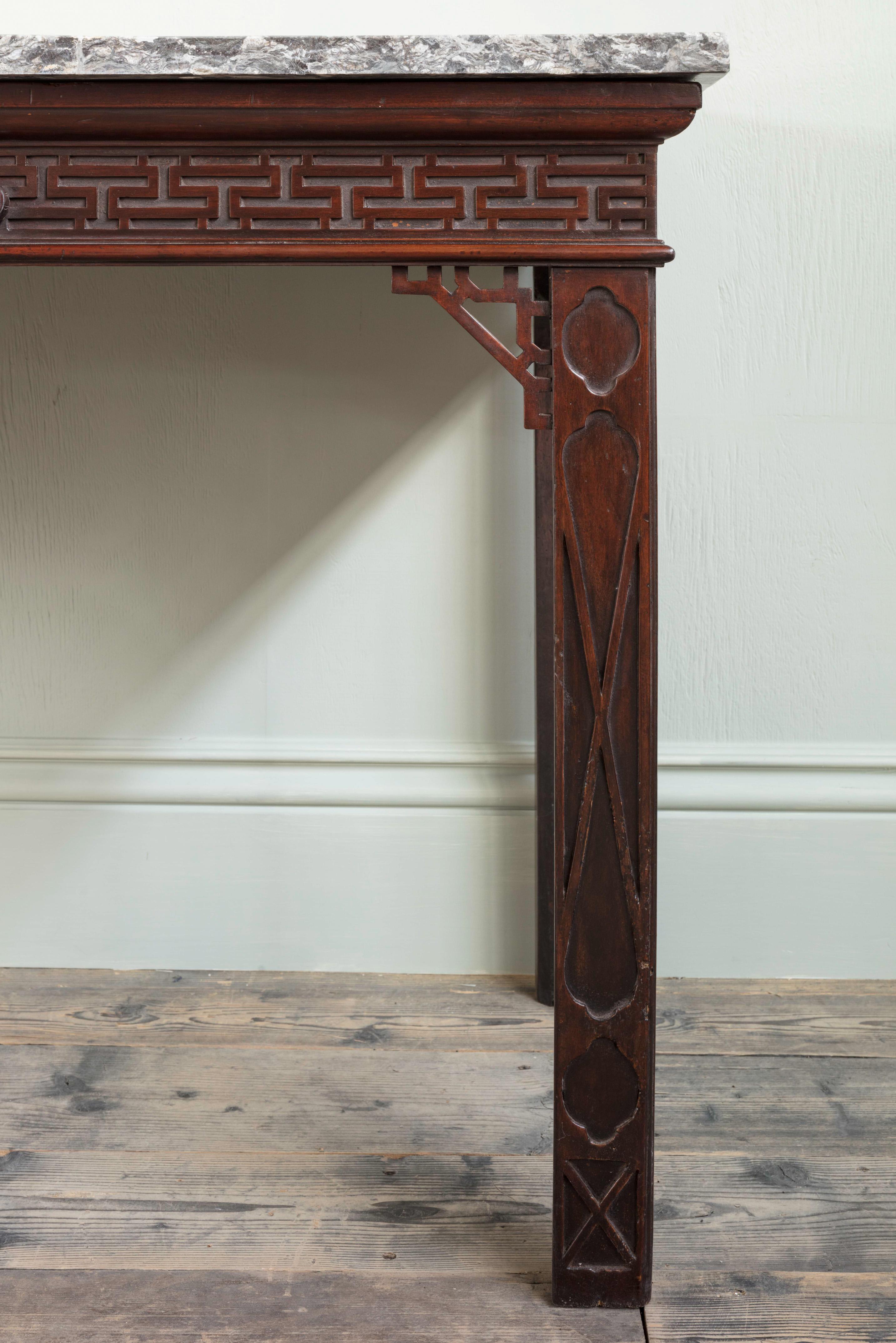 Mid-18th Century Pair of Late George II Marble Topped Mahogany Side Tables