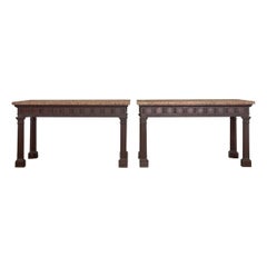 Pair of Late George II Mahogany Side Tables with Original Egyptian ‘Aswan’