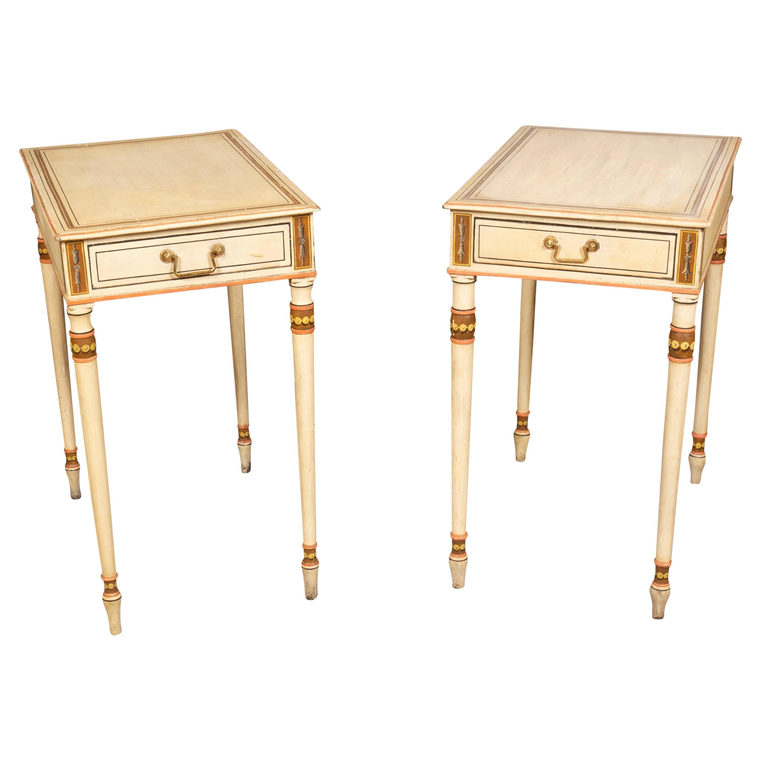 Pair of Late George III Painted End Tables For Sale