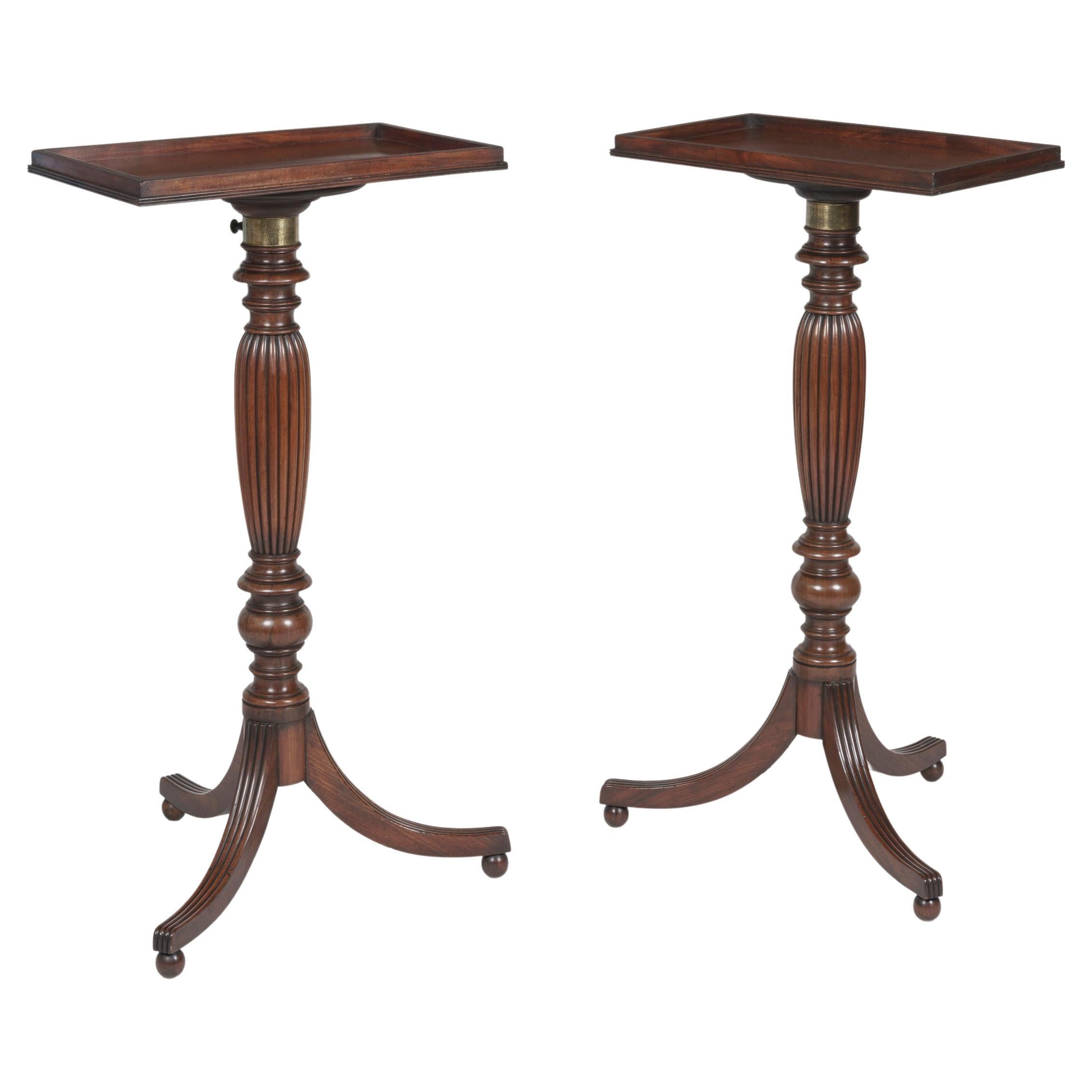 Pair of Late Georgian Adjustable Mahogany Tripod Tables For Sale