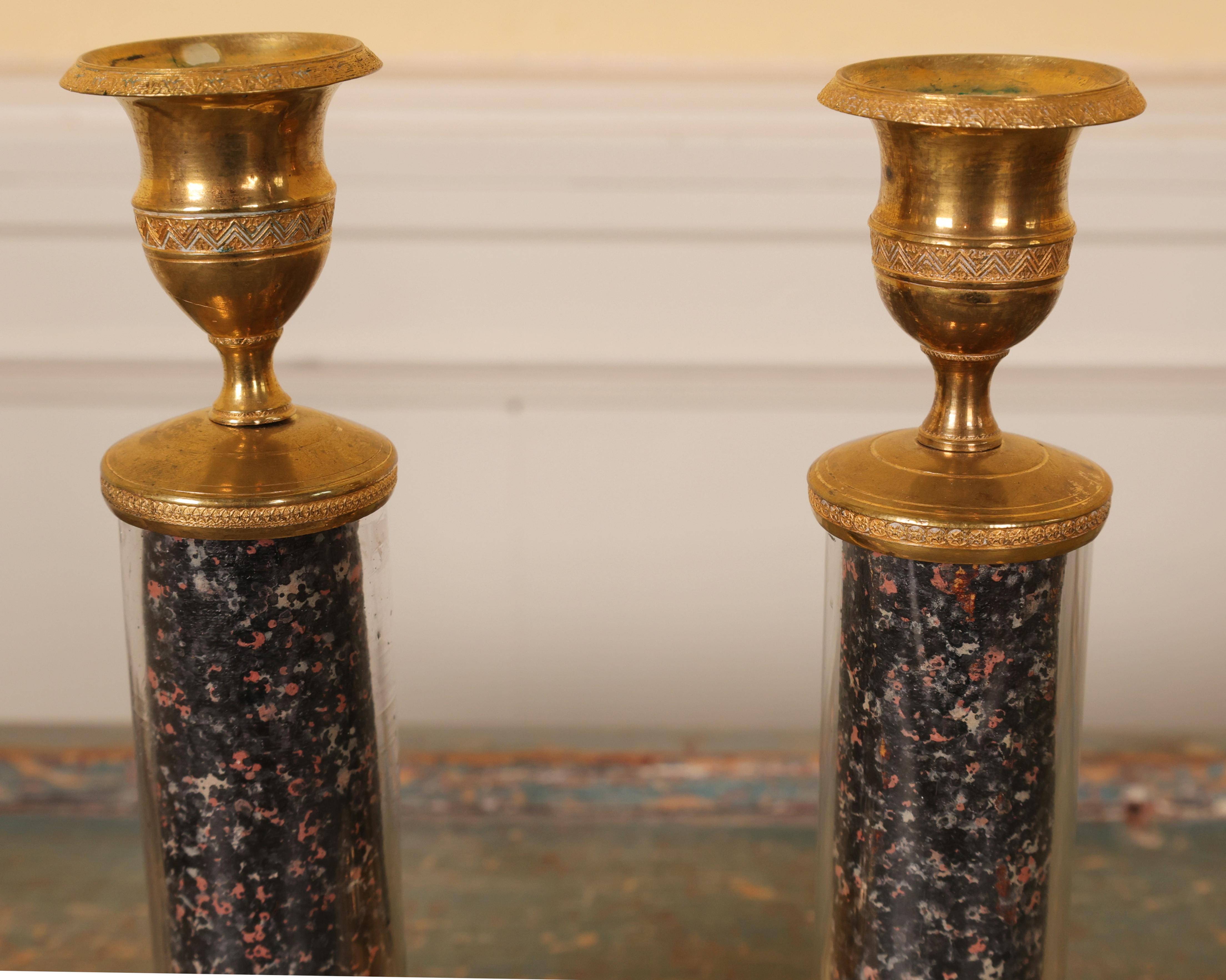 Pair of Late Gustavian Candlesticks In Good Condition For Sale In Ljungby, SE