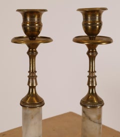 Pair of Late Gustavian Carrara Marble Candlesticks
