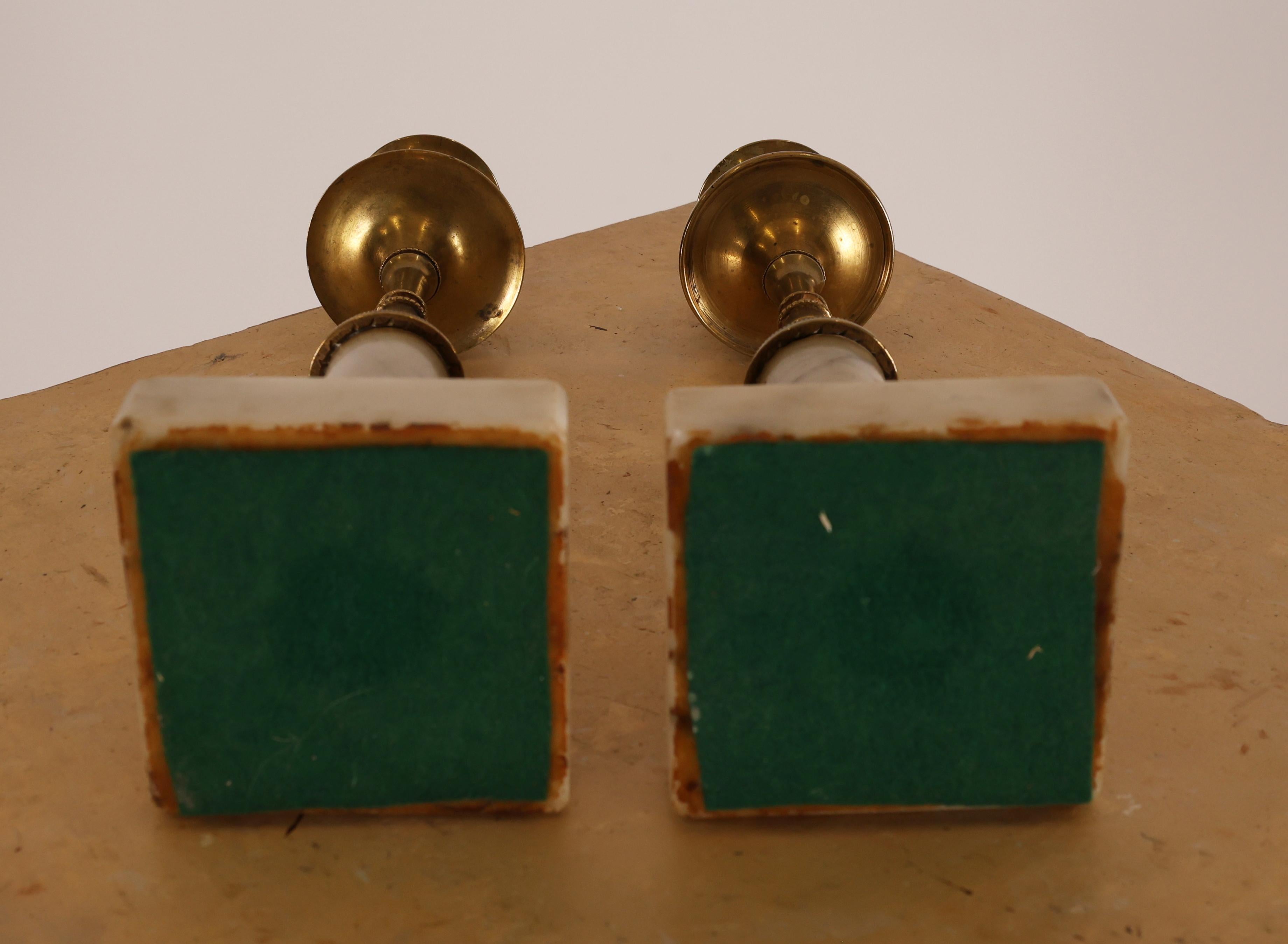 18th Century Pair of Late Gustavian Carrara Marble Candlesticks For Sale