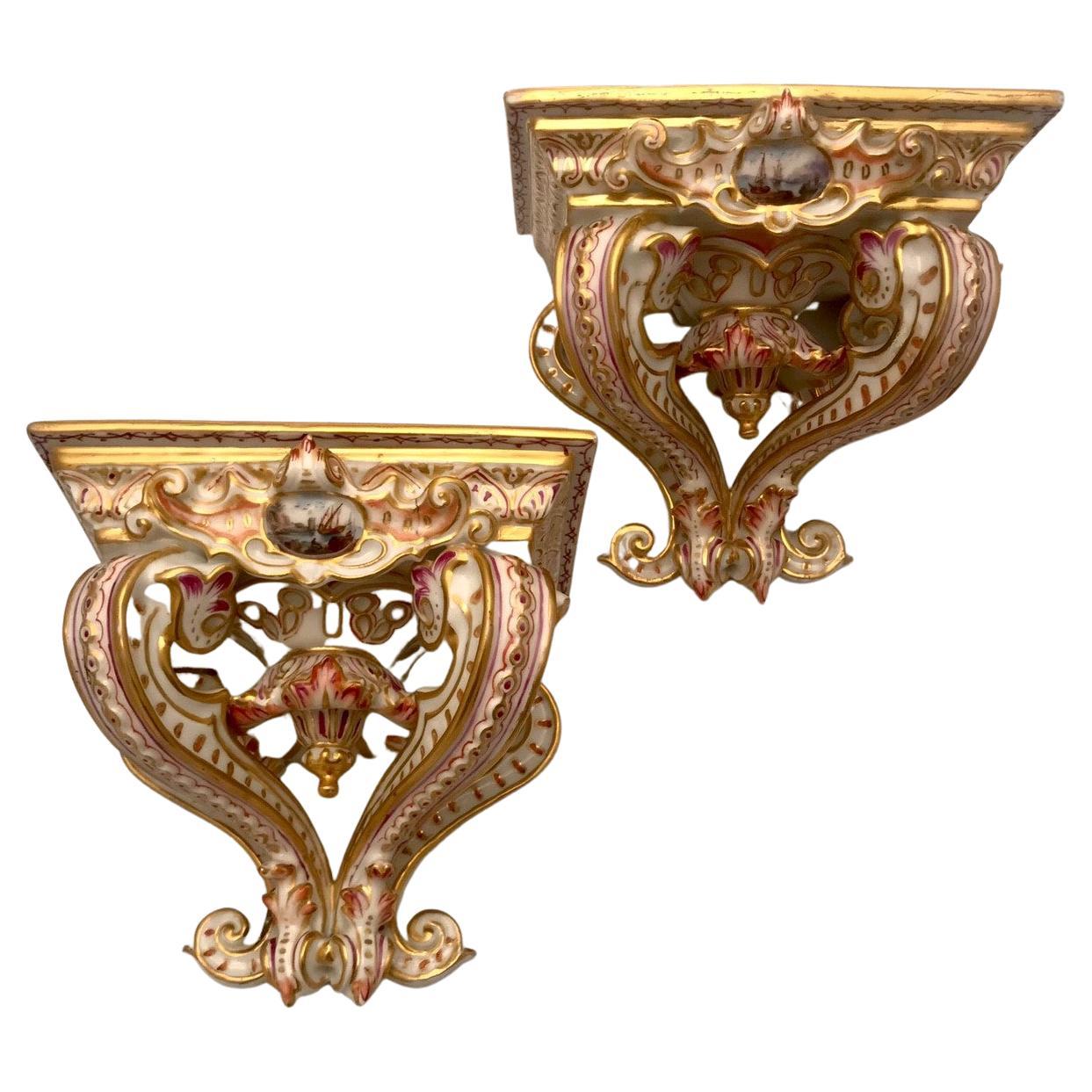 Pair of Late I9th Century German Porcelain Wall Brackets For Sale