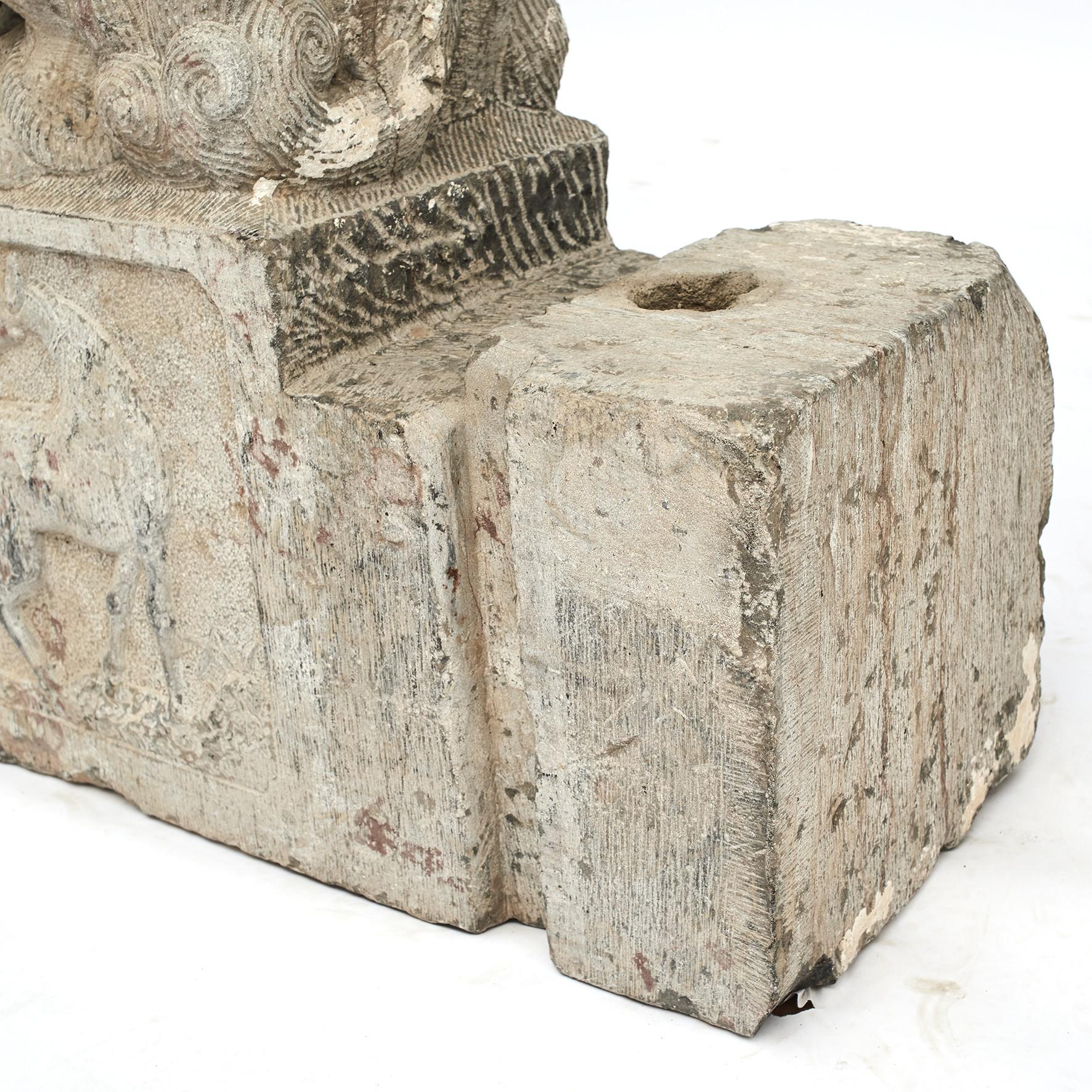 Antike Paar späten Ming Dynasty Silk Road geschnitzten Stein Wächter Löwen (18. Jahrhundert und früher) im Angebot