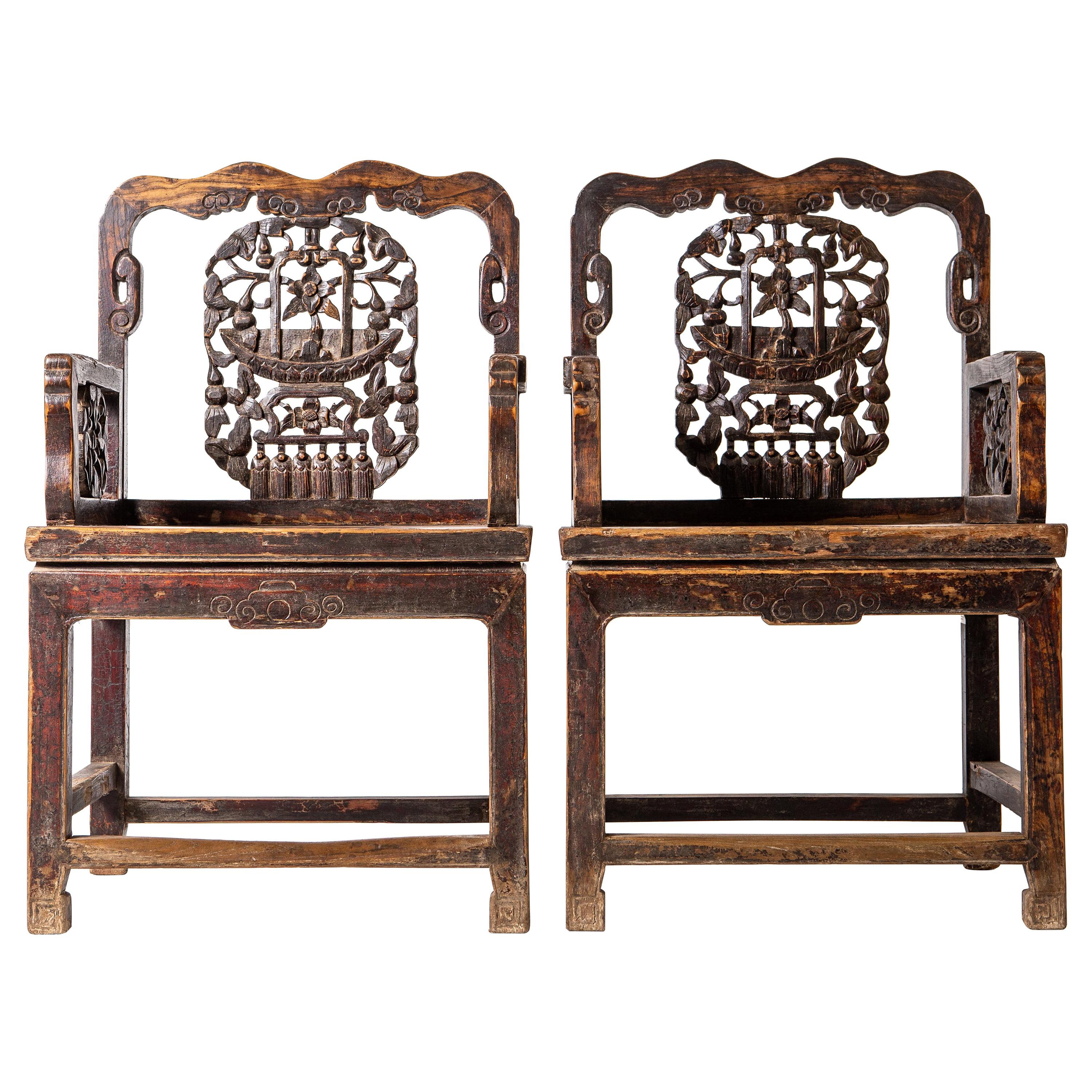 Pair of Late Qing Dynasty Armchairs