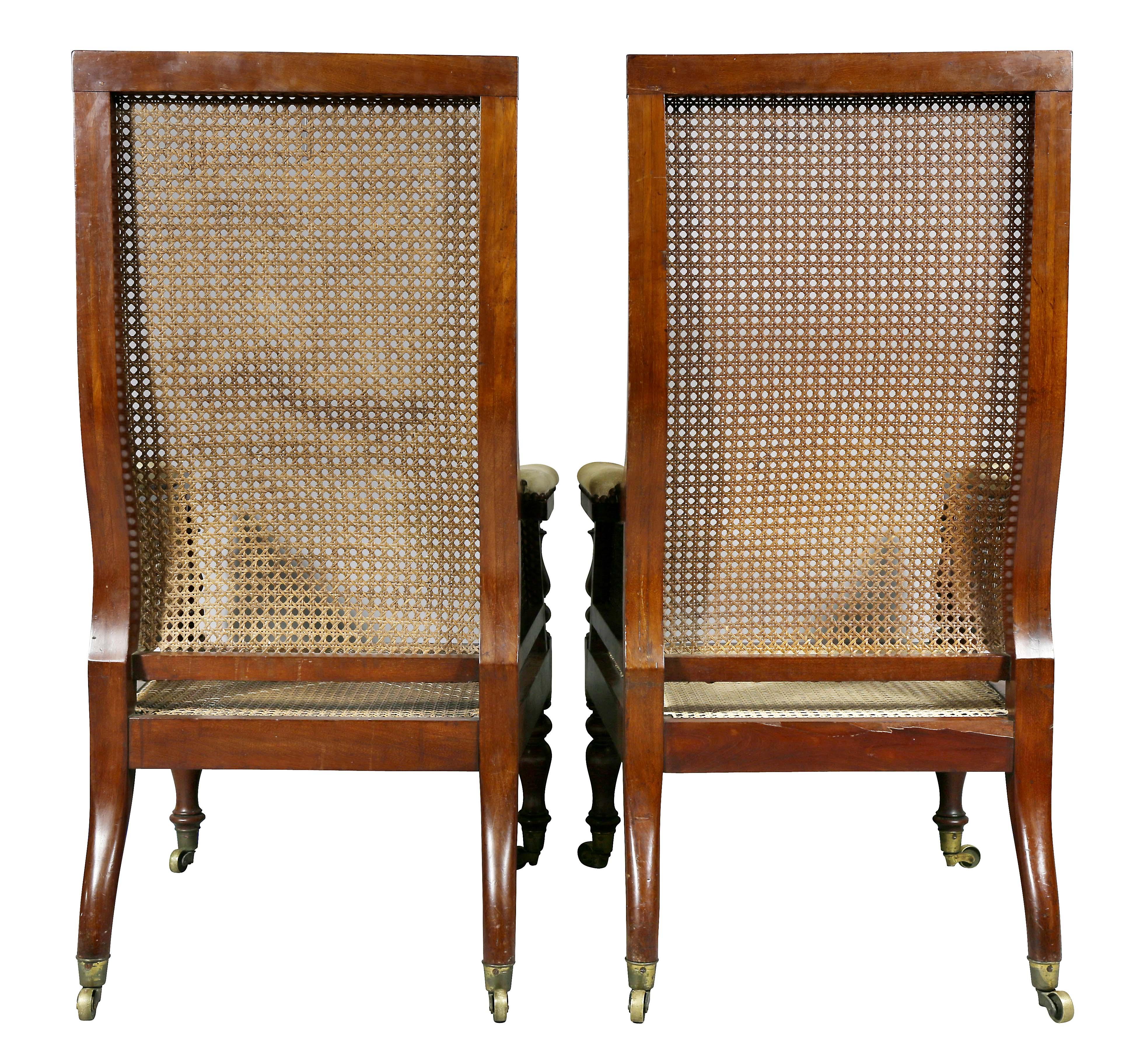 Pair of Late Regency Mahogany and Caned Armchairs 5