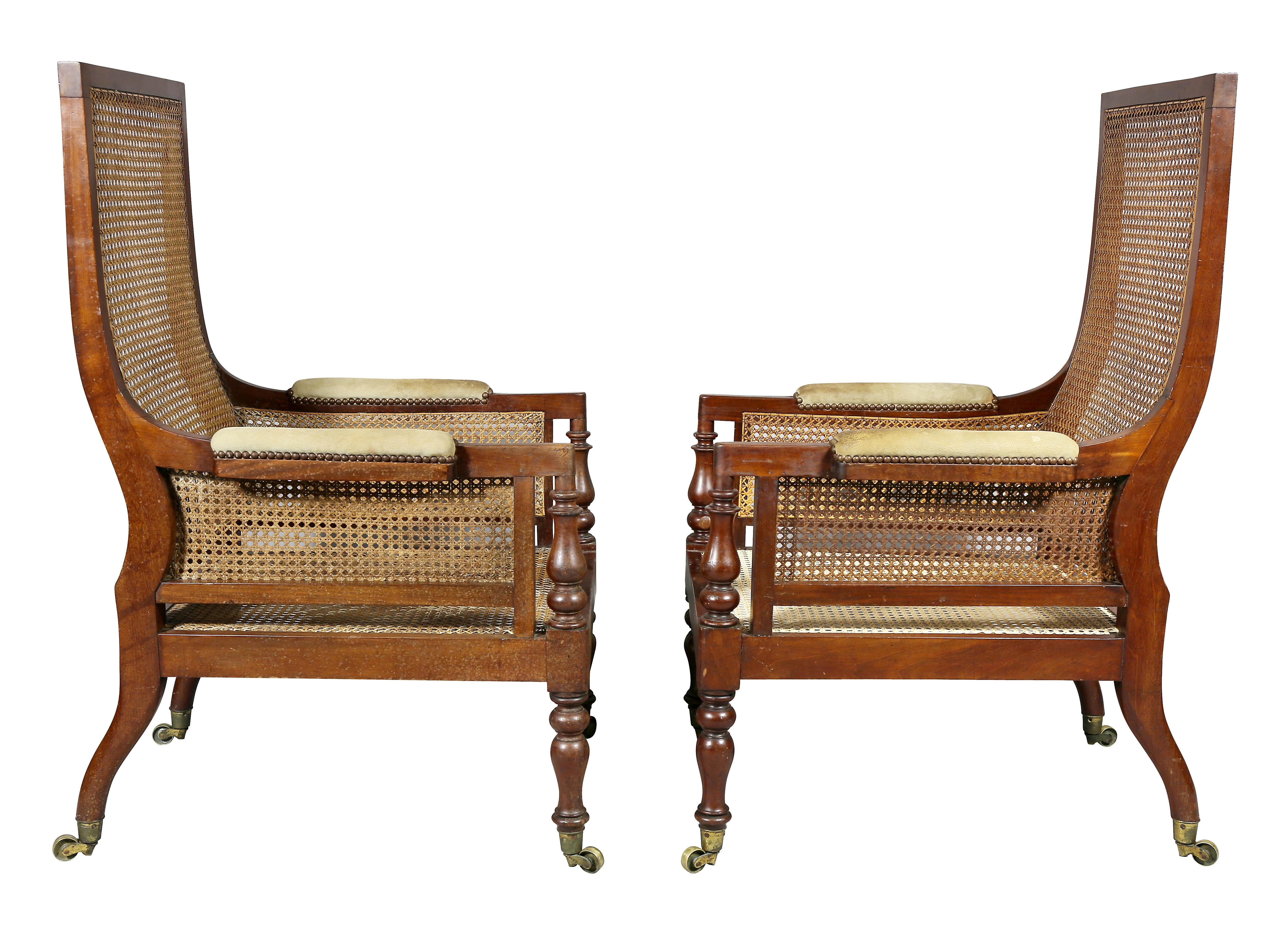Pair of Late Regency Mahogany and Caned Armchairs 3