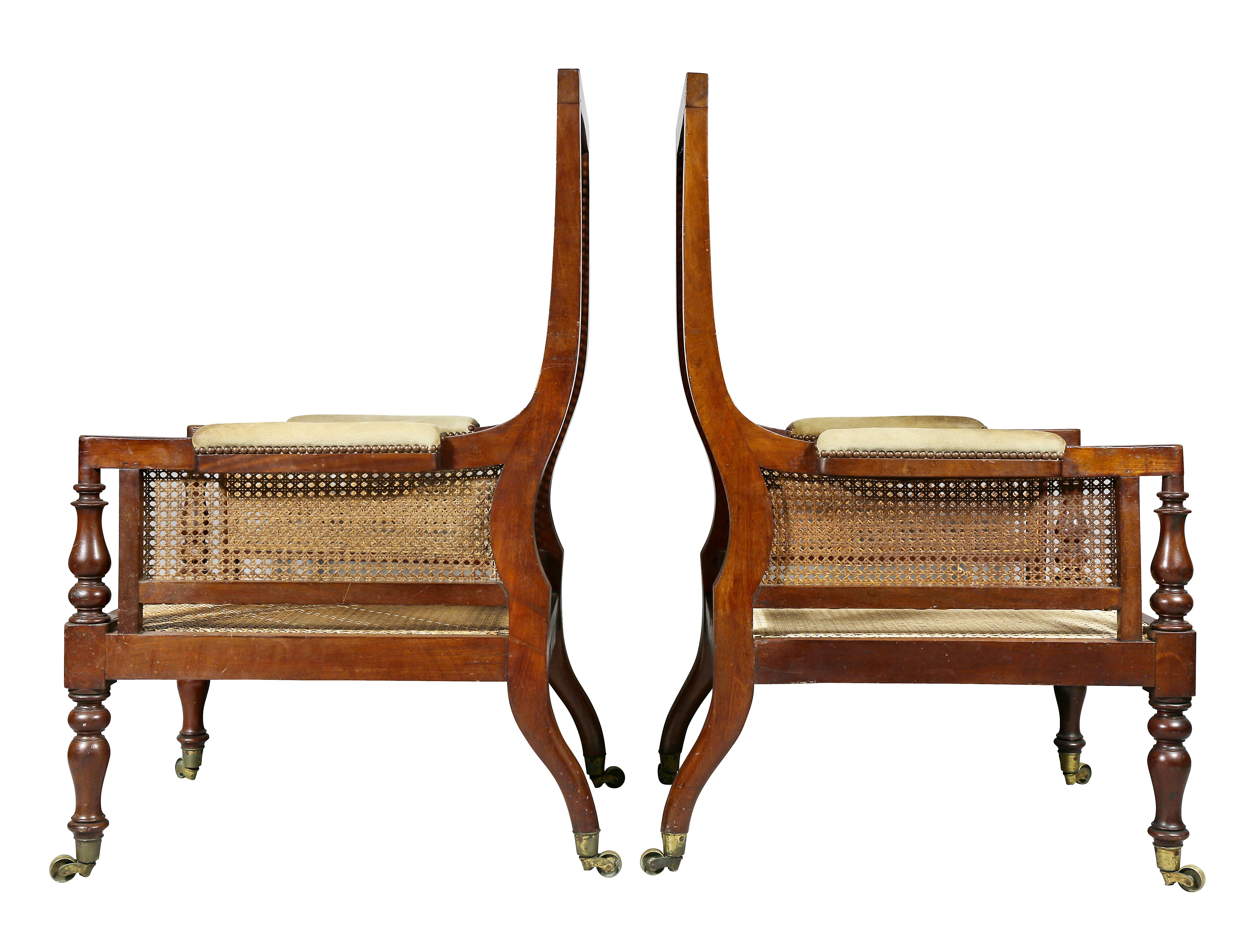 Pair of Late Regency Mahogany and Caned Armchairs 4
