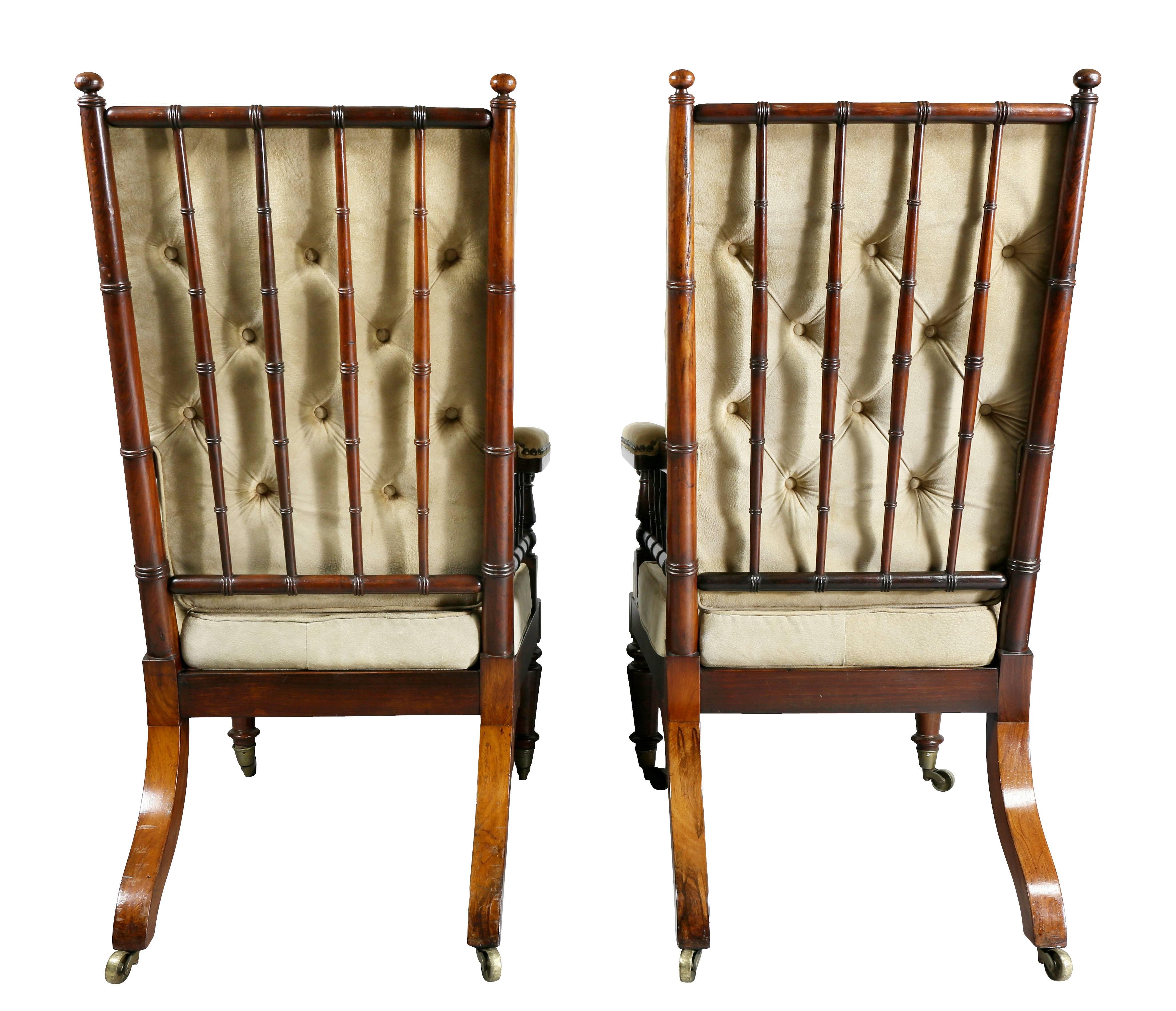 Paar Palisander-Sessel aus dem späten Regency-Stil im Angebot 4