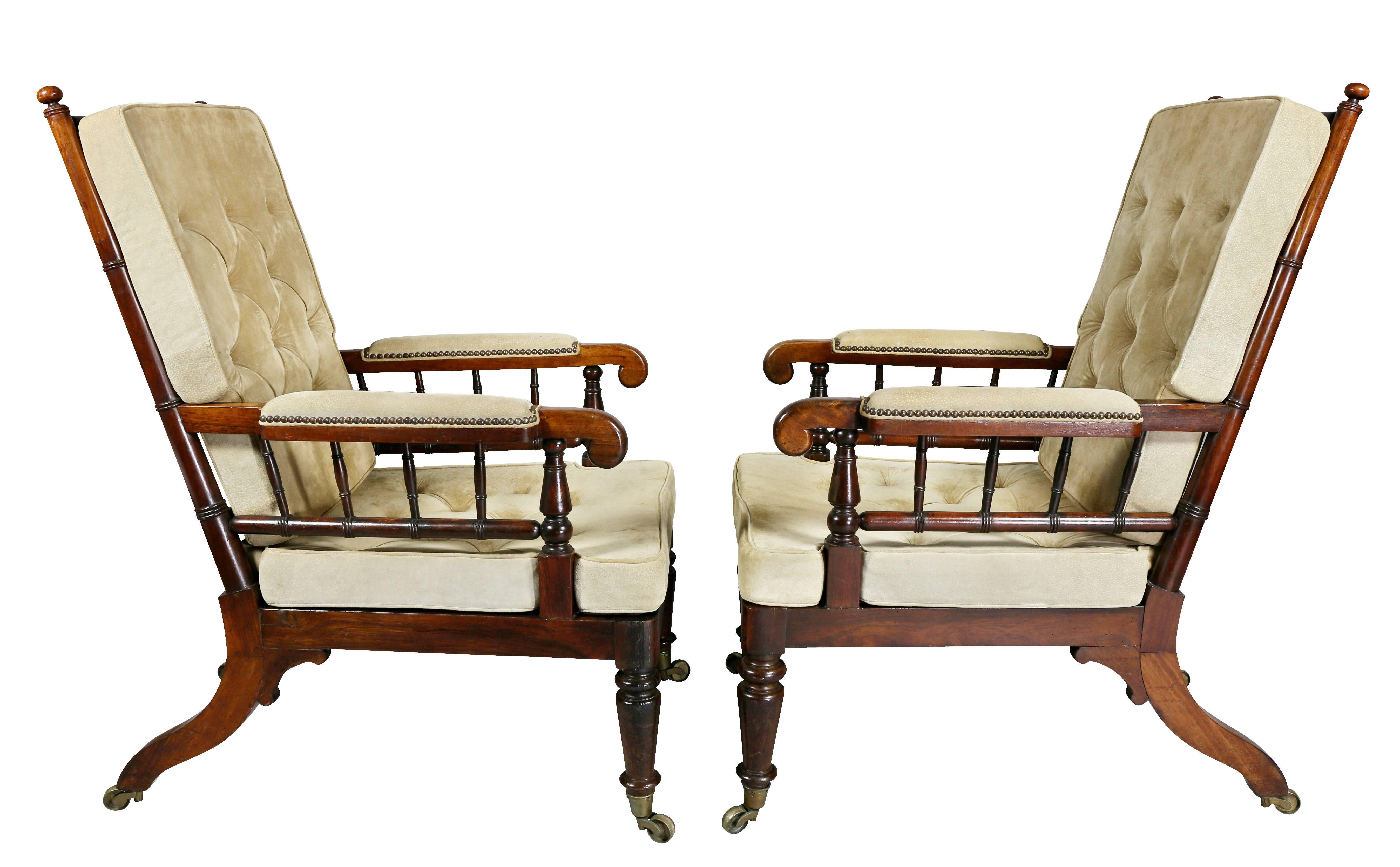 Paar Palisander-Sessel aus dem späten Regency-Stil im Angebot 2