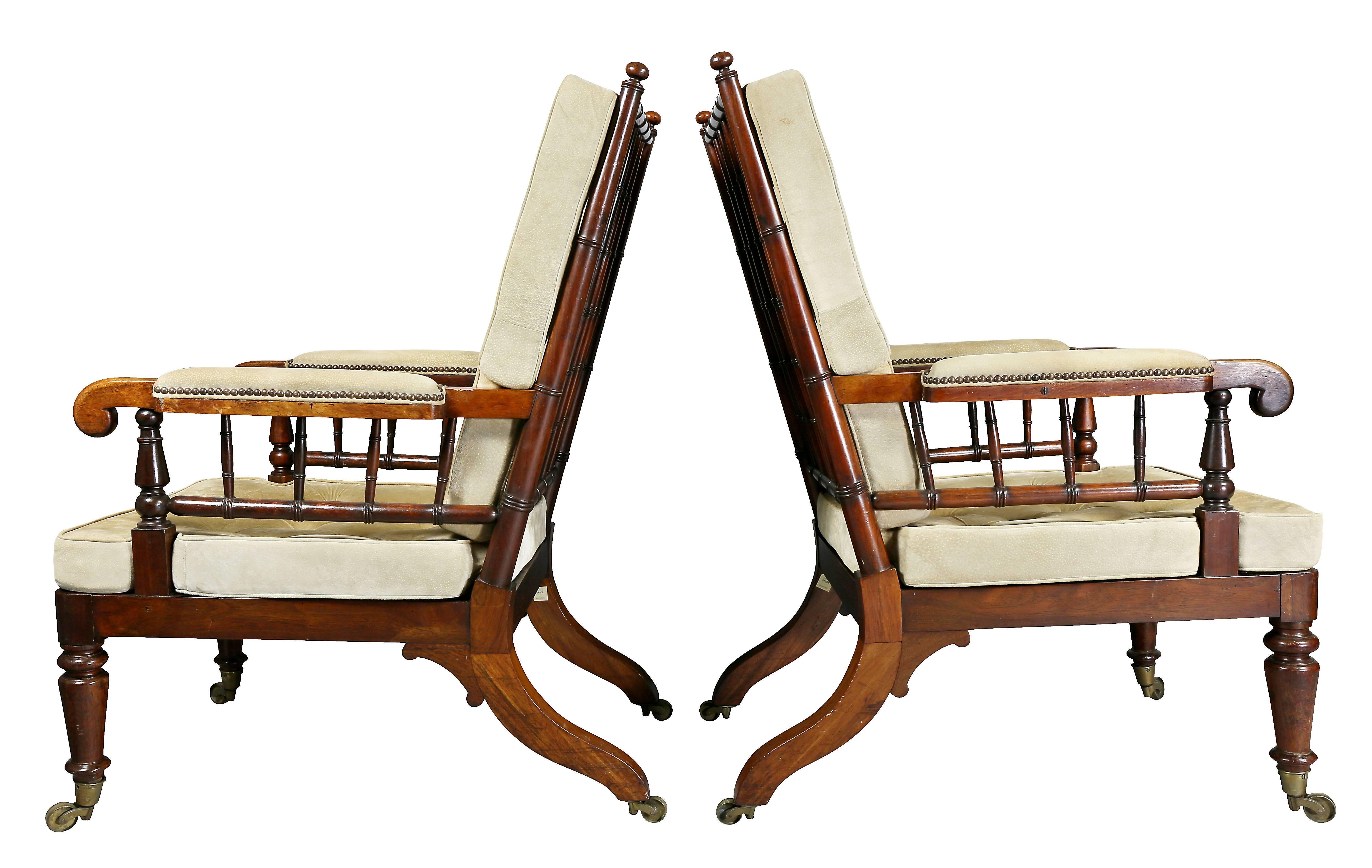 Paar Palisander-Sessel aus dem späten Regency-Stil im Angebot 3