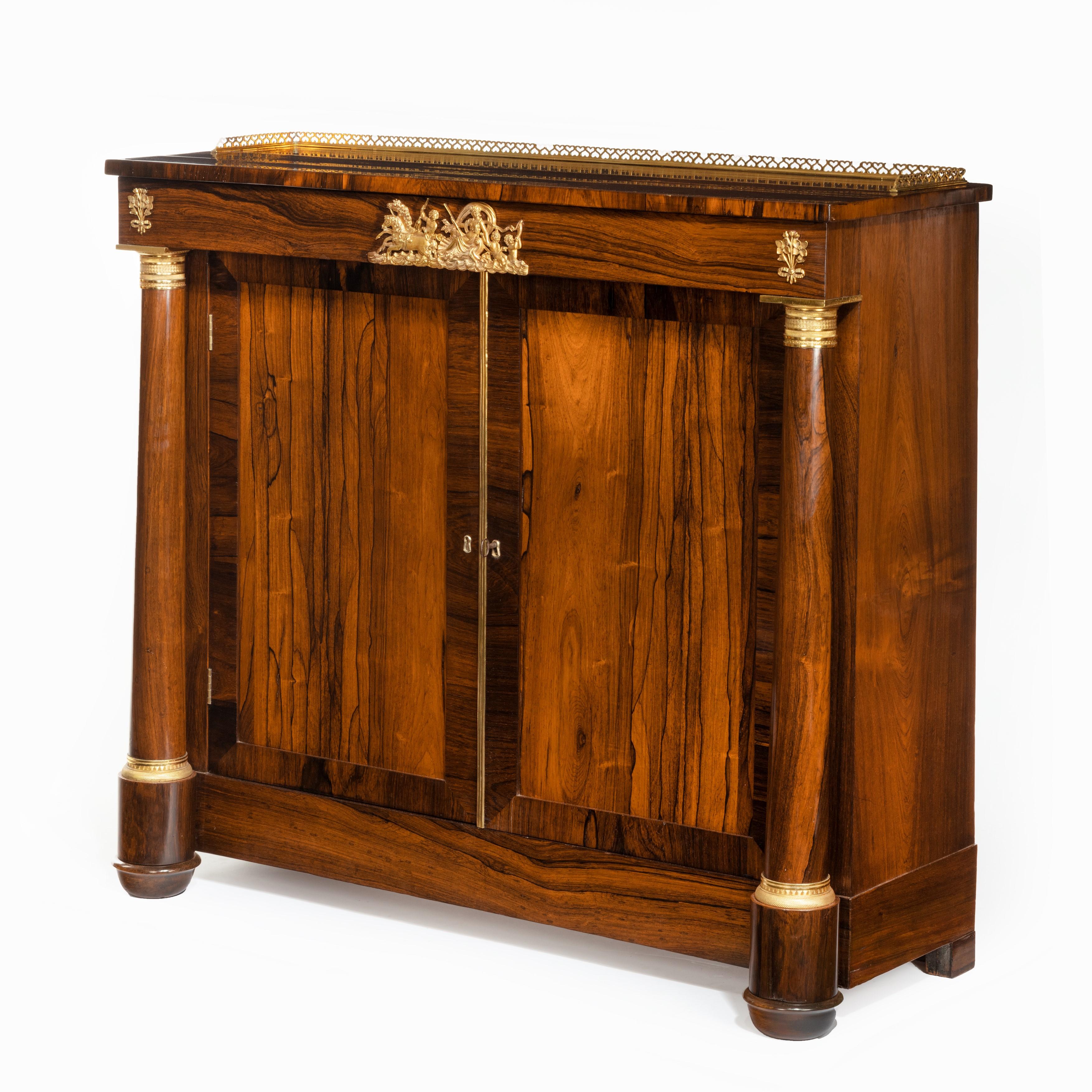 Pair of Late Regency Rosewood Side Cabinets, in the French Empire Style For Sale 1