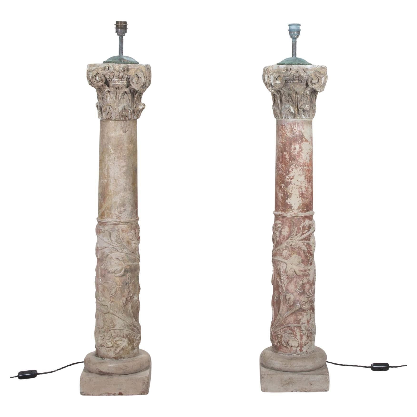 Coppia di lampade a colonna del tardo periodo Renaissanace