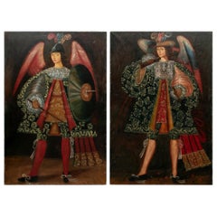 Pair of Late Renaissance Style Massive Figural Oils on Canvas
